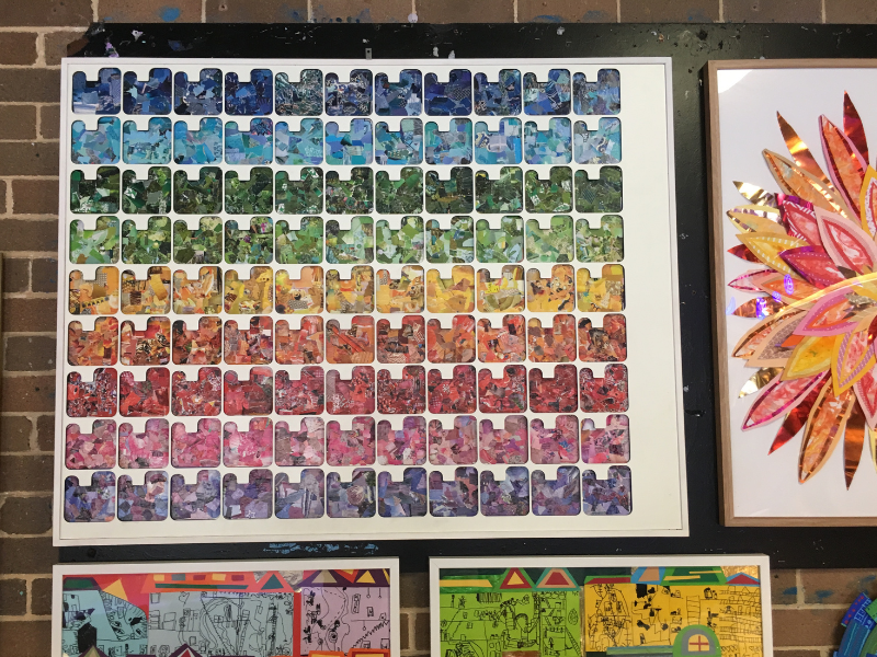 'Nothing new here' artwork hangs ready for auction at the local public school fundraiser