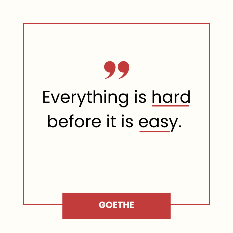 Quote: Everything is hard before it is easy.