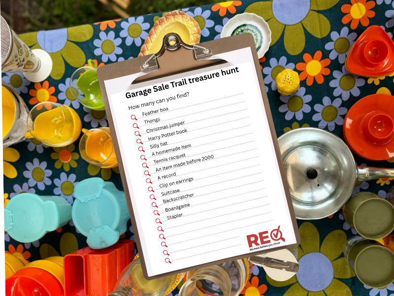A treasure hunt list for garage sale to help keep kids busy and interested