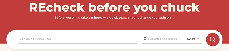 The search bar on www.recheck.au