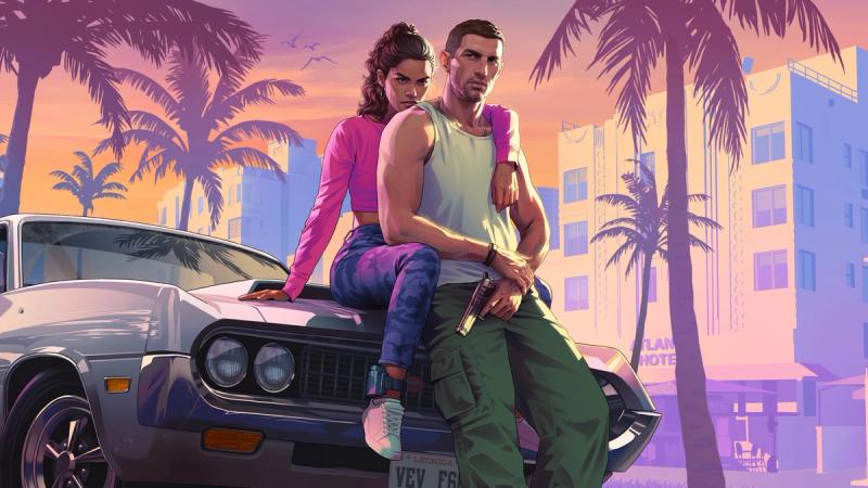 Grand Theft Auto VI key art featuring Jason and Lucia