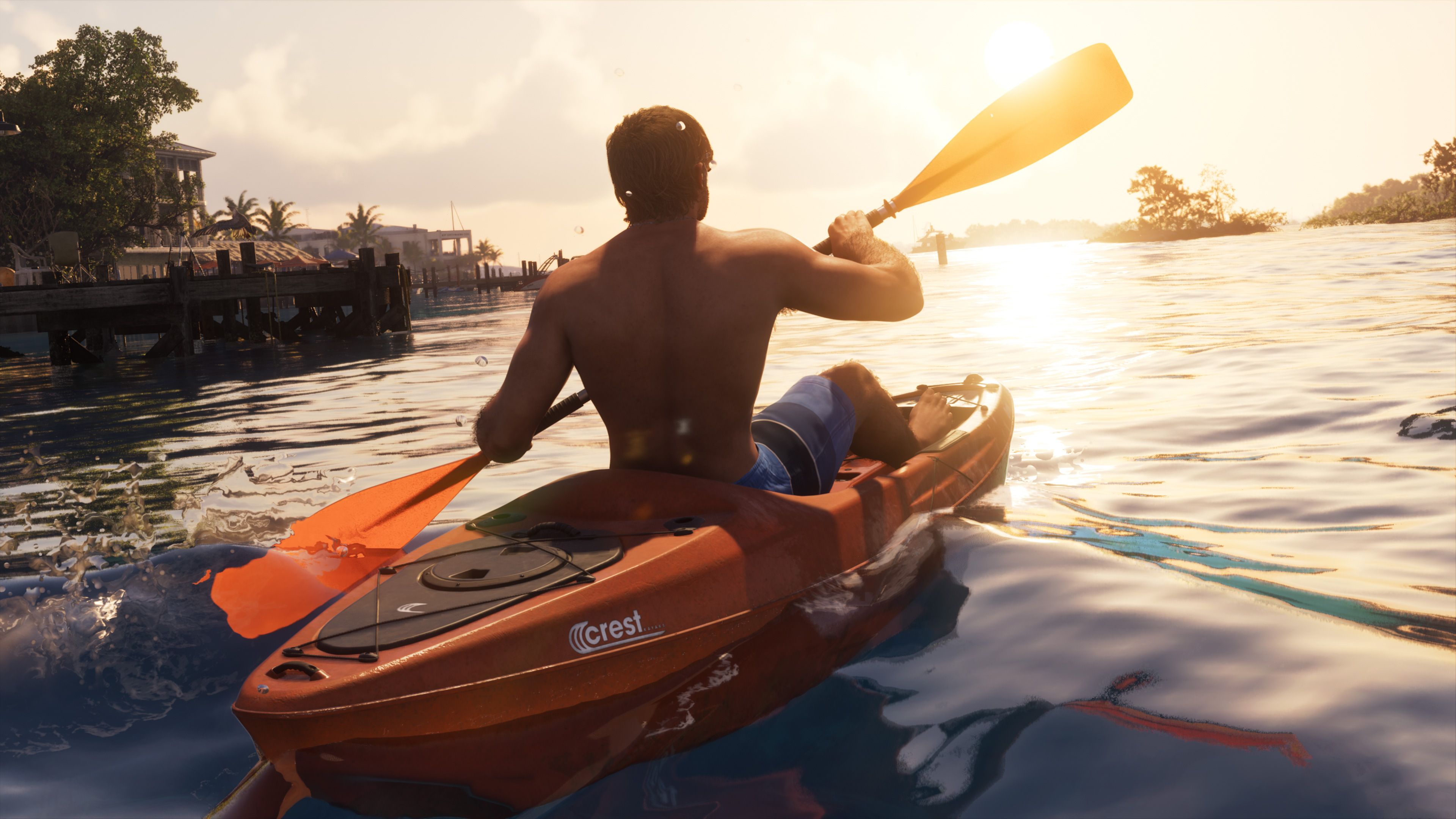 A quiet moment on the water in Leonida in official Grand Theft Auto VI press art