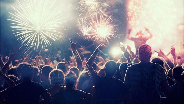 crowd watching fireworks