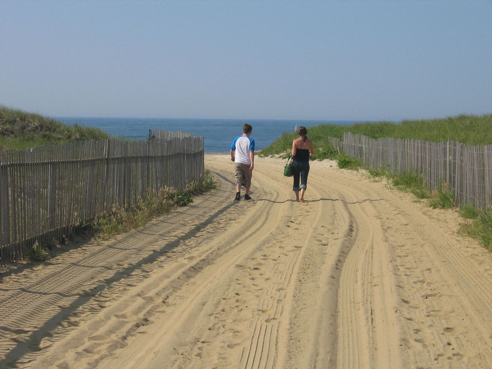 Couple walking on the beach