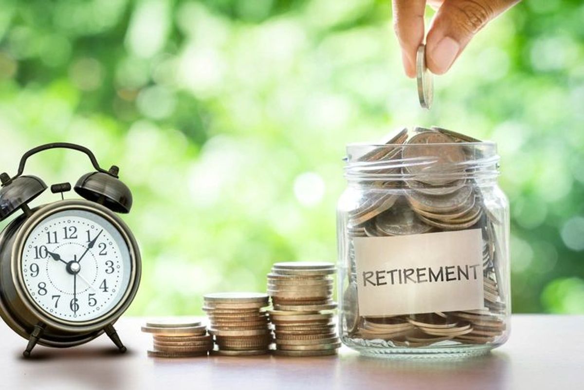 Saving for retirement like coins in a jar