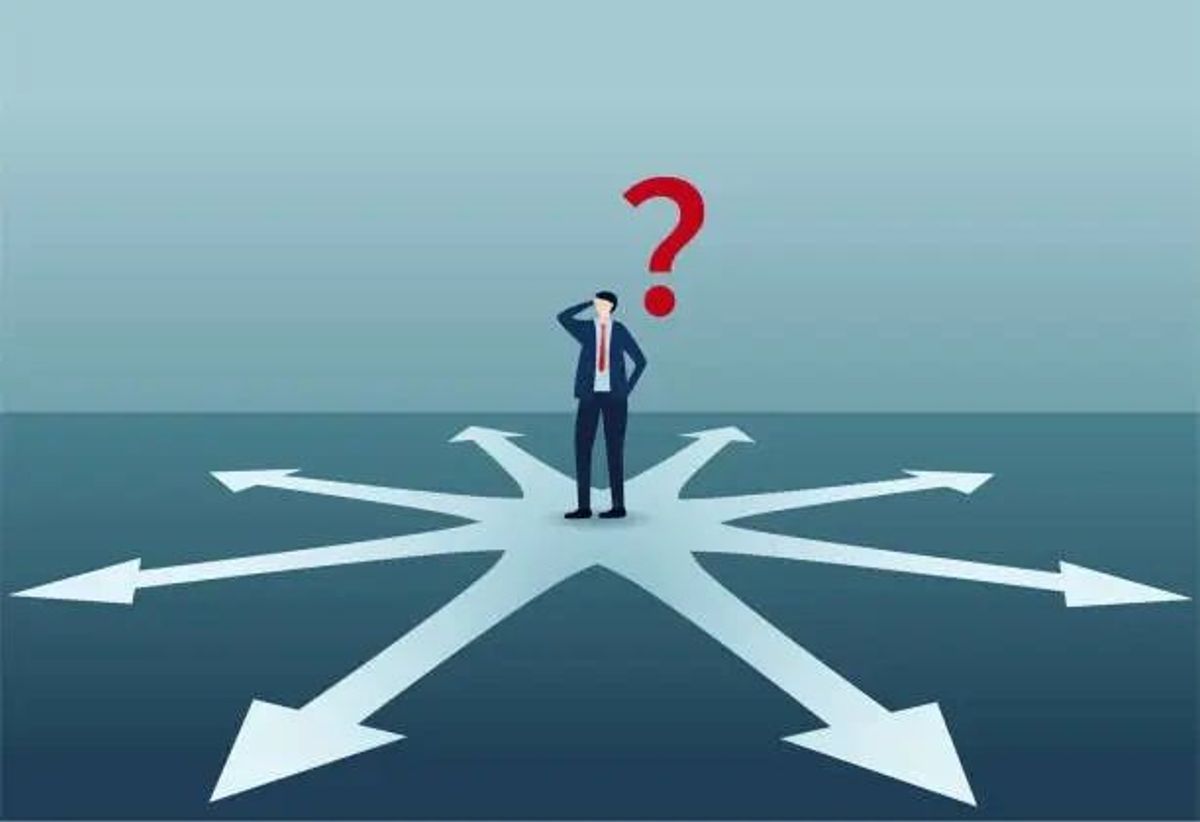 Graphic of a man questioning which way
