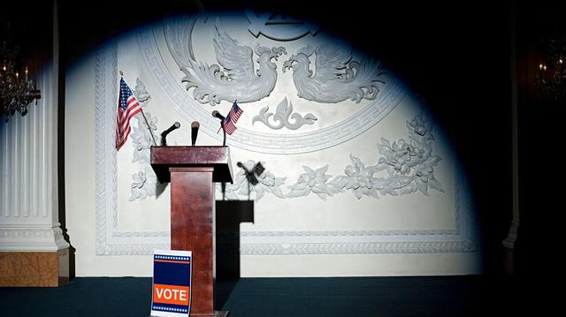 Empty election podium 