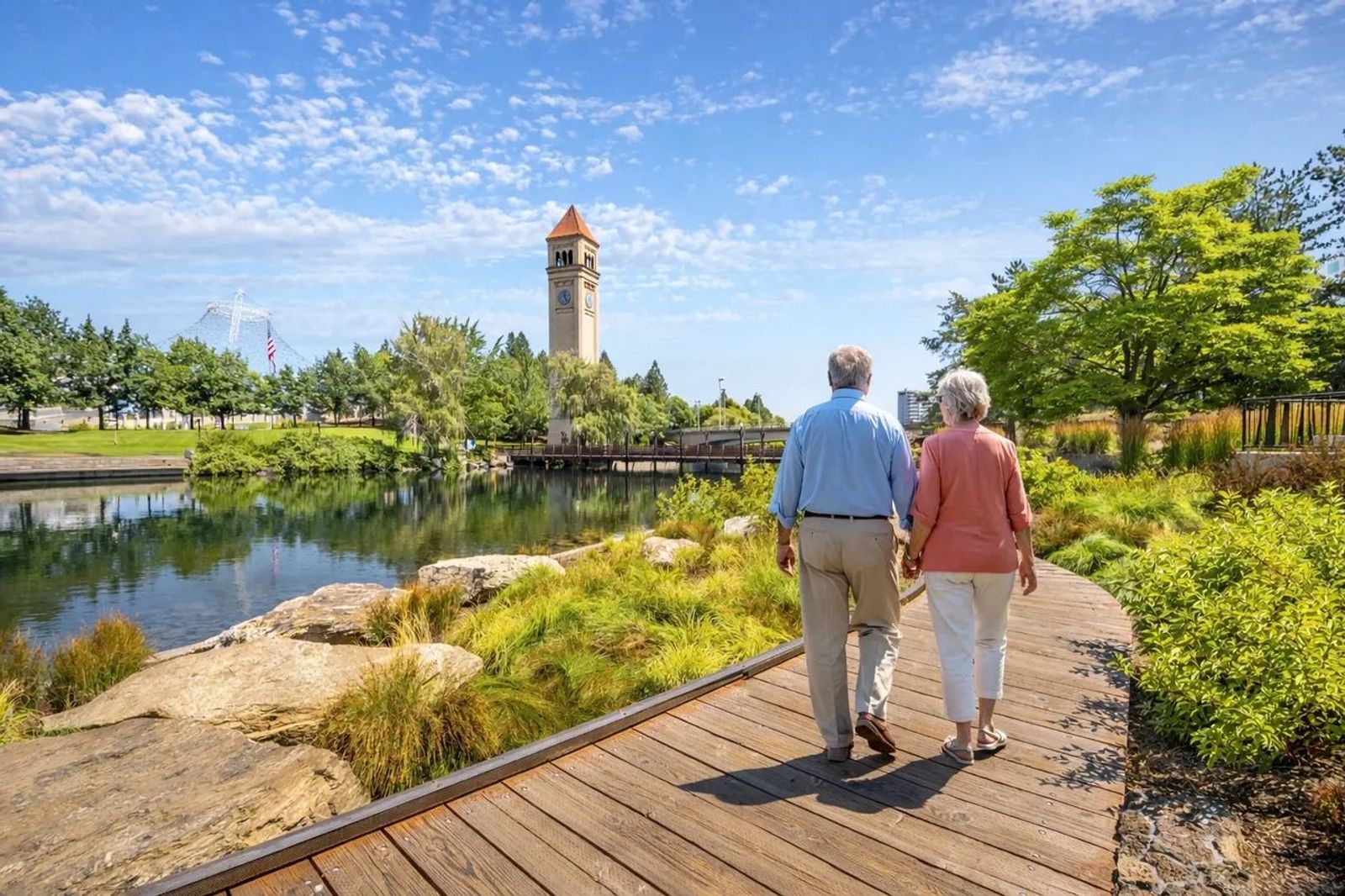 https://Couple walking near Riverfront Park in Spokane