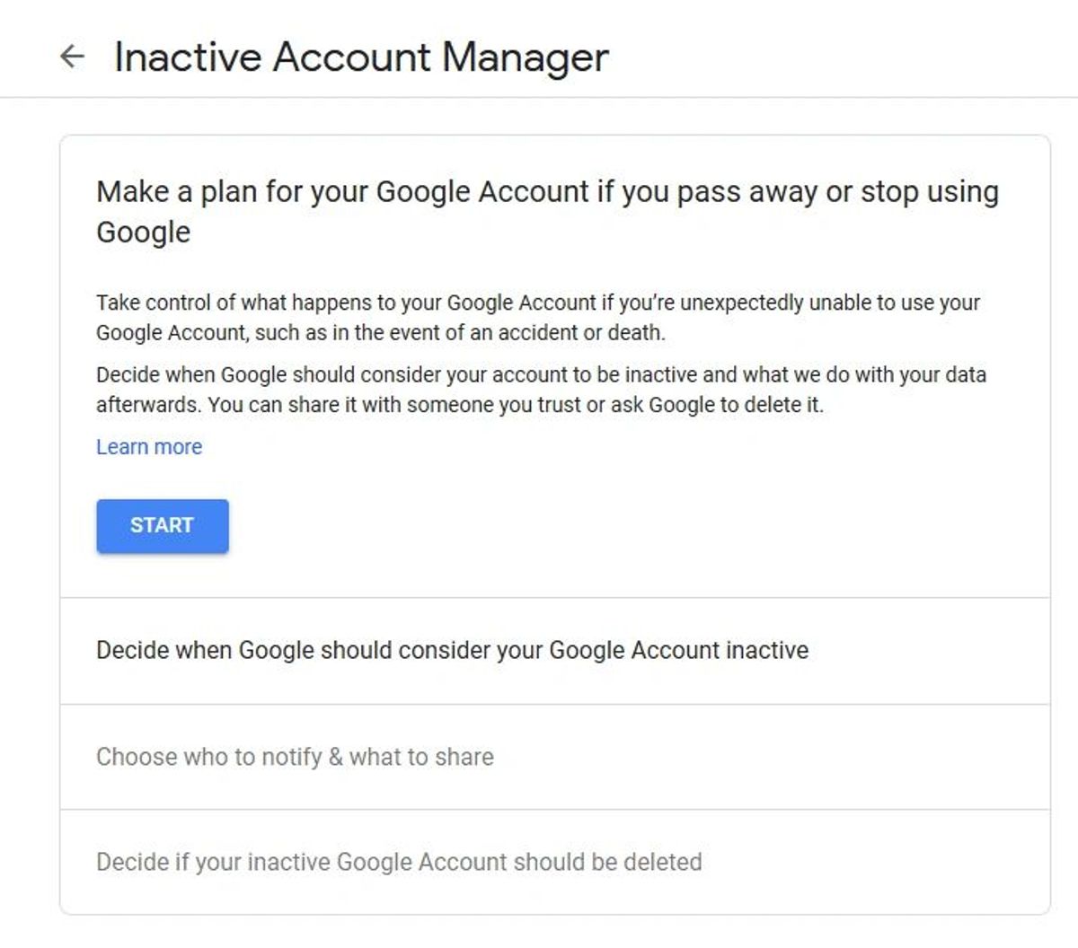 Google's Inactive account manager