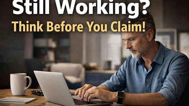 Retired Man at Kitchen Table on Laptop