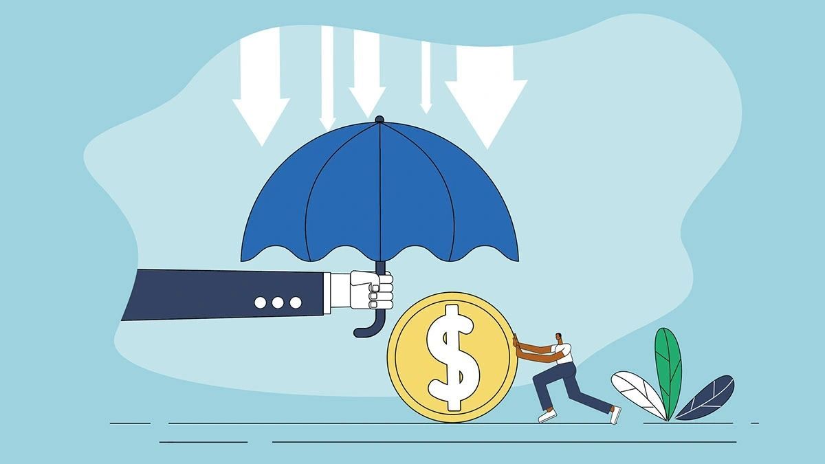 Umbrella Graphic protecting a coin