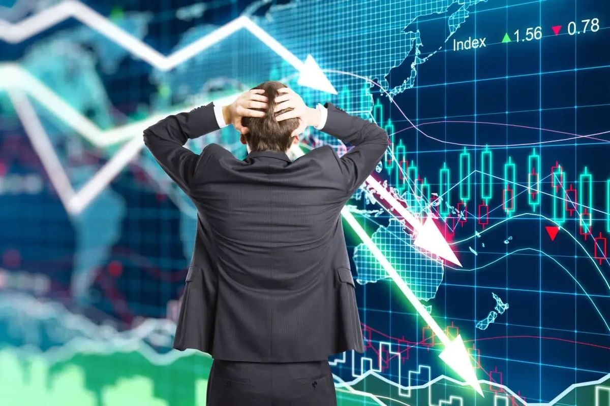 Stock broker watching stock crash