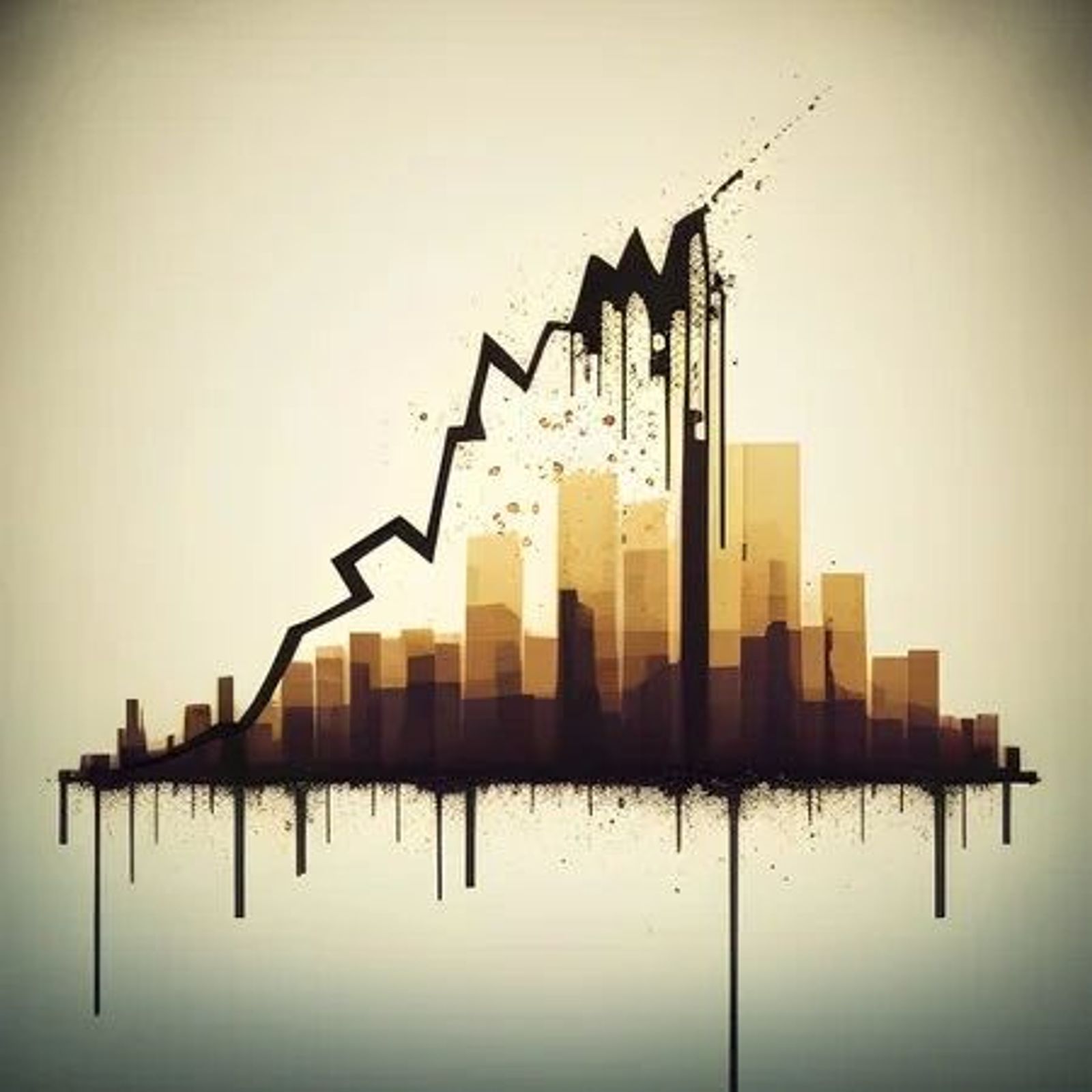 Graph showing a graph dripping and falling apart