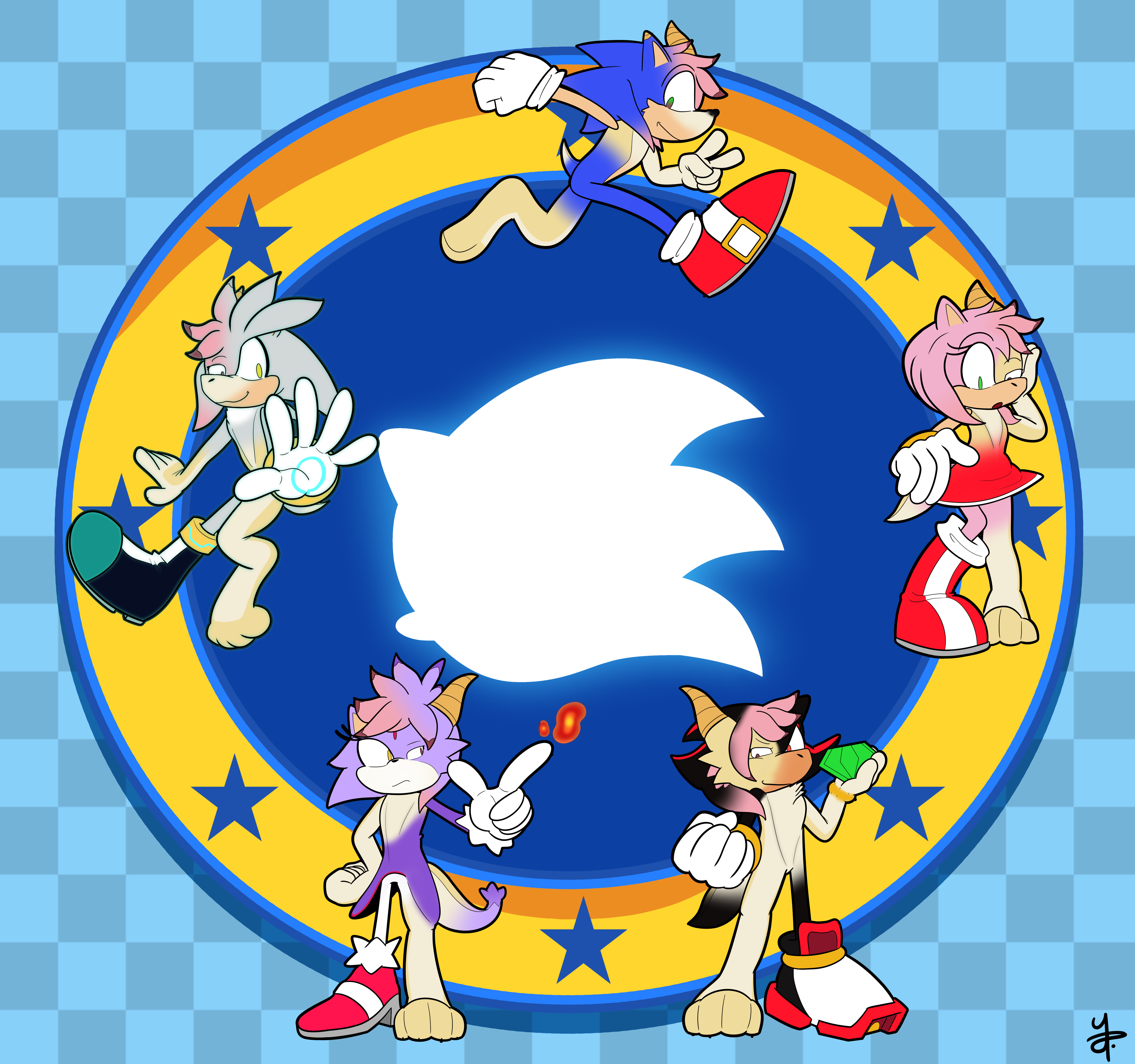 Isabella turning into Sonic the Hedgehog, Amy Rose, Shadow the Hedgehog, Blaze the Cat and Silver the Hedgehog