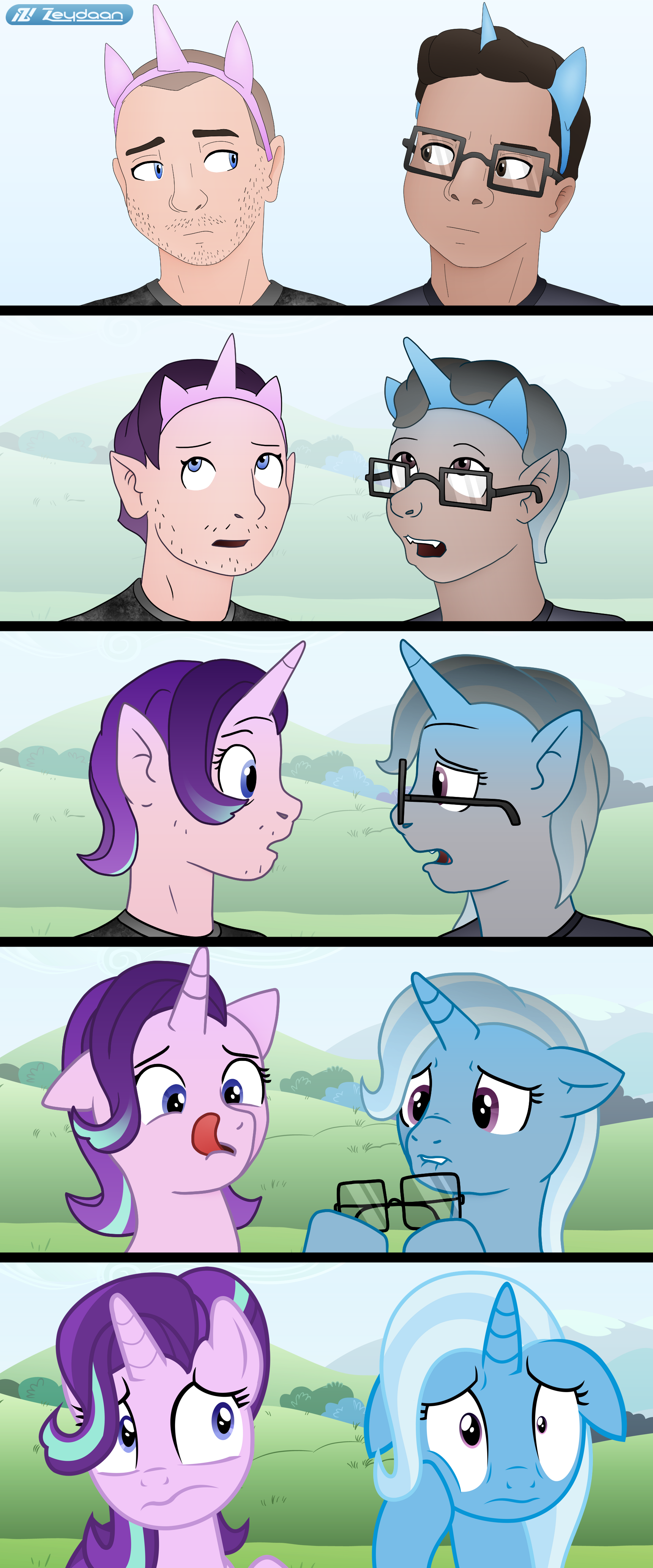 Axiom and Ghastly wear some pony headbands before it turns them into Starlight Glimmer and Trixie Lulamoon from my little pony