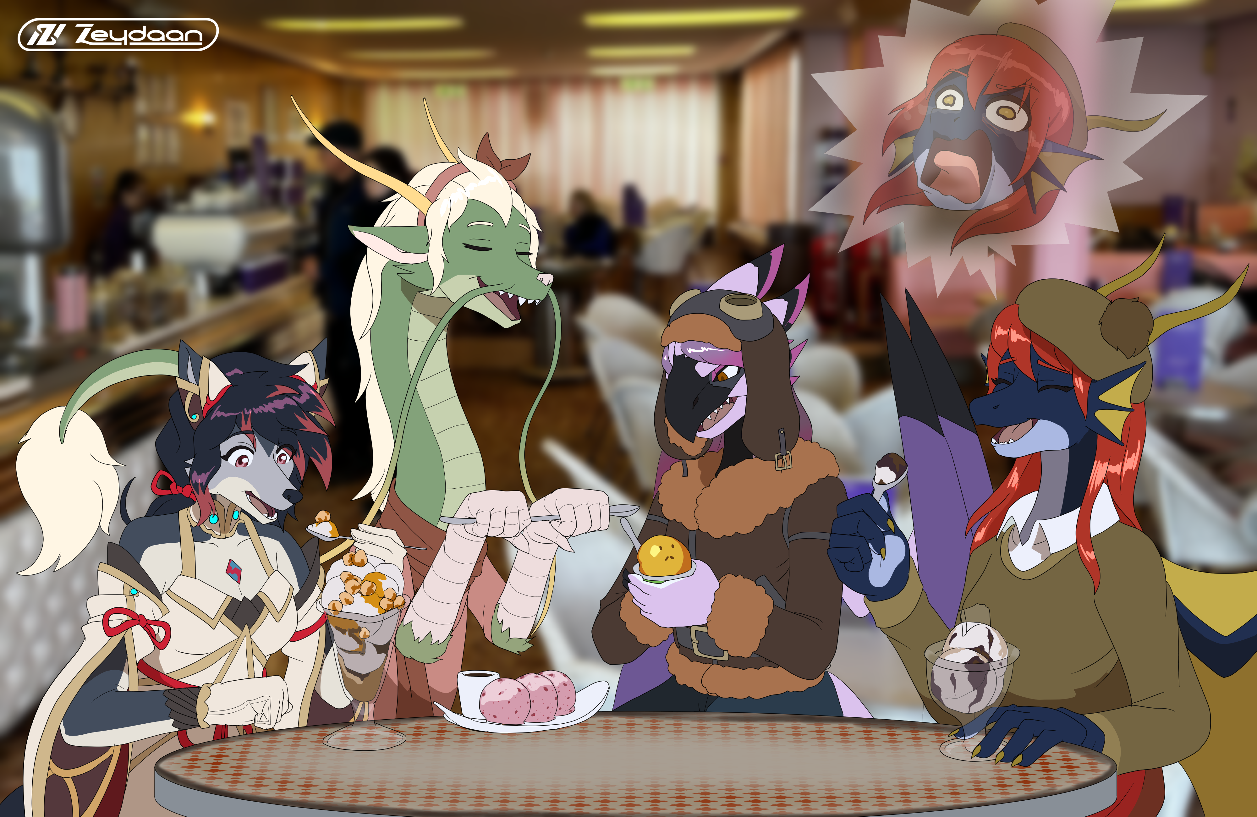 Zeydaan, Amrin, Blaze and Blue have ice cream, Blue internally screaming at her Awful ice cream flavor.