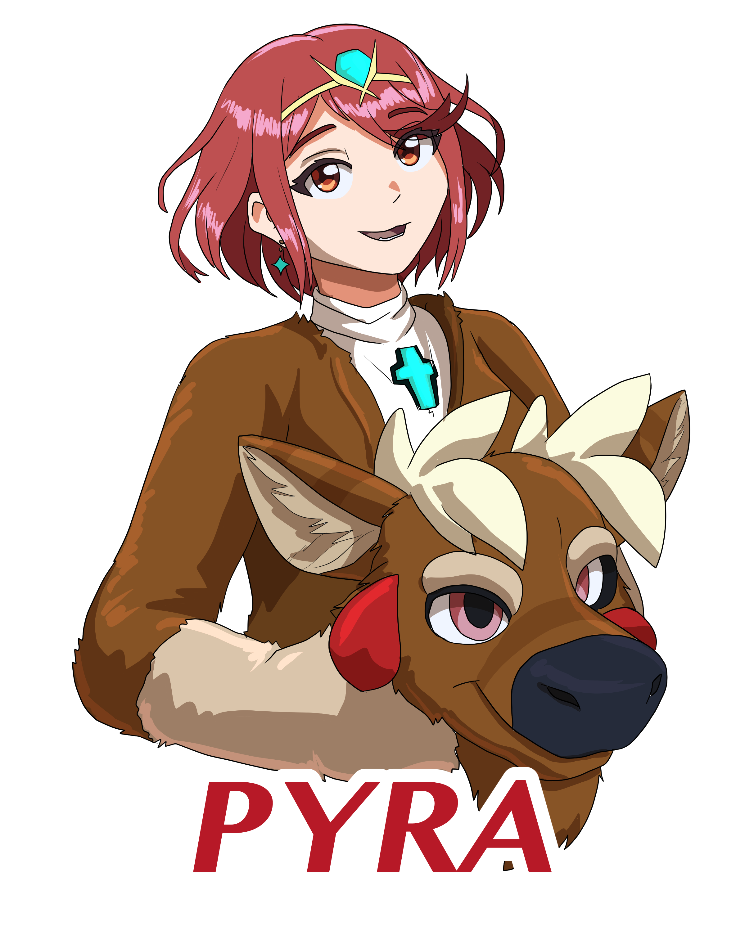 Pyra wearing a fursuit of Dell