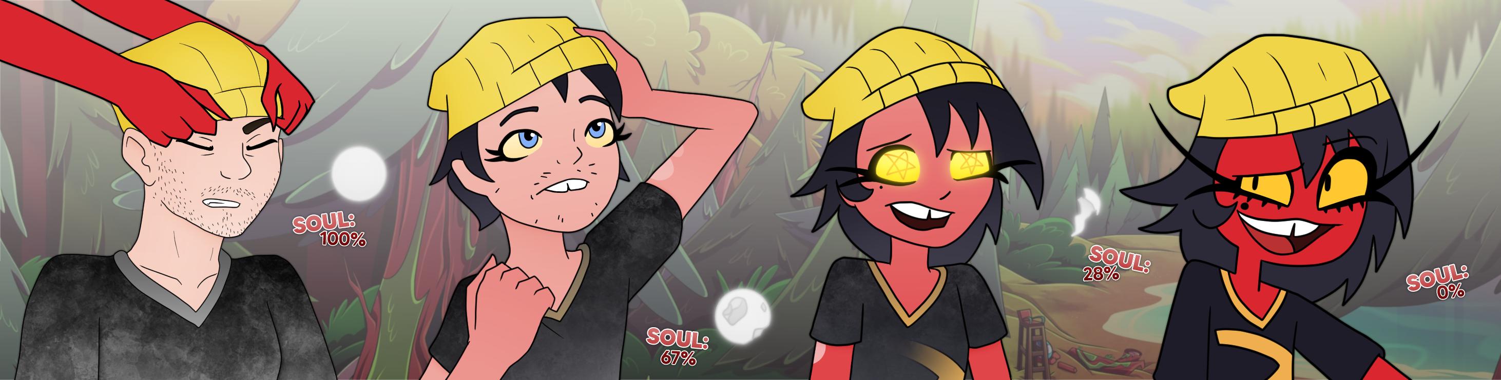 Axiom turning into Millerd from helluva boss from having a yellow beanie put on their head.