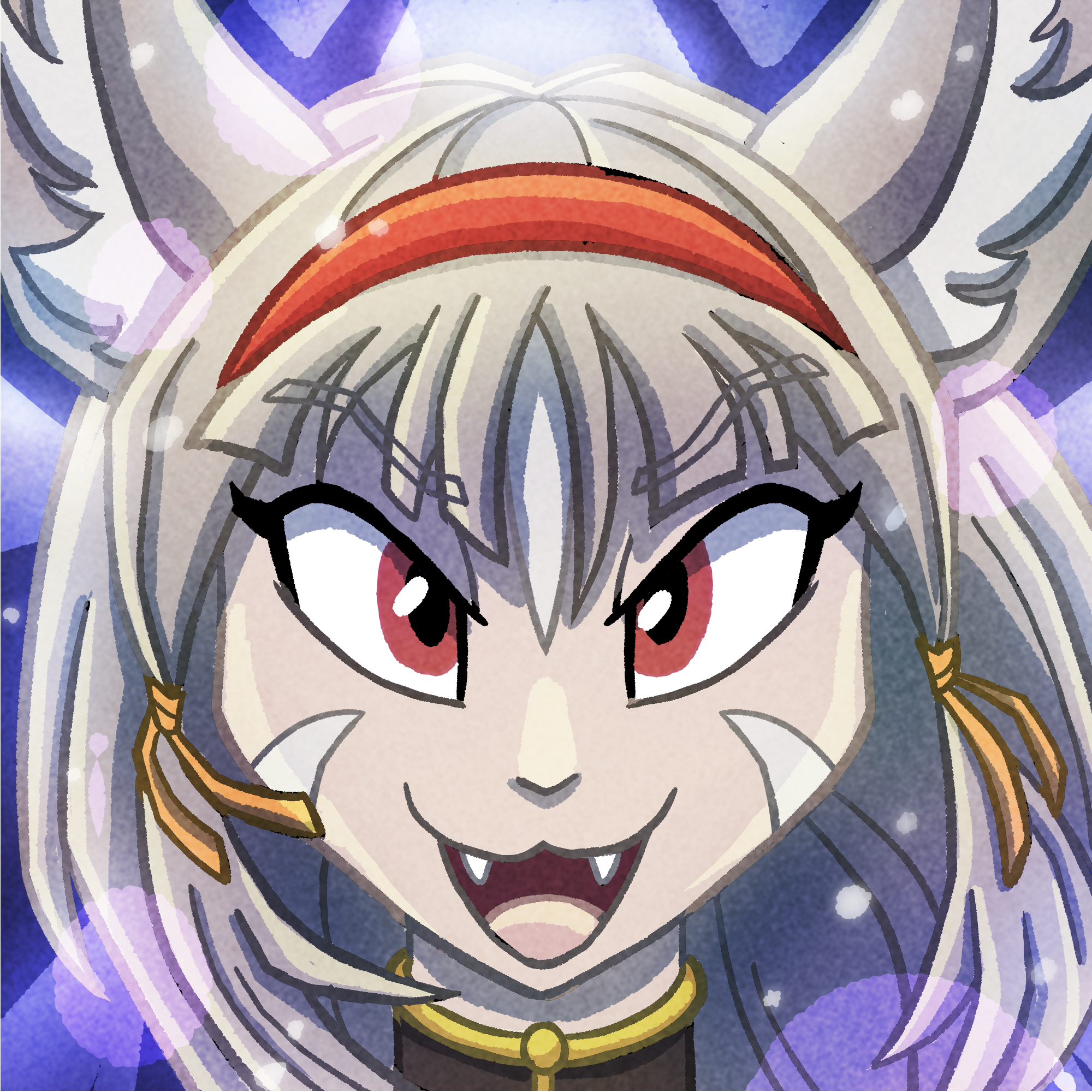 Icon of Nia with Zeydaan/Isabella's eyes looking directly forward