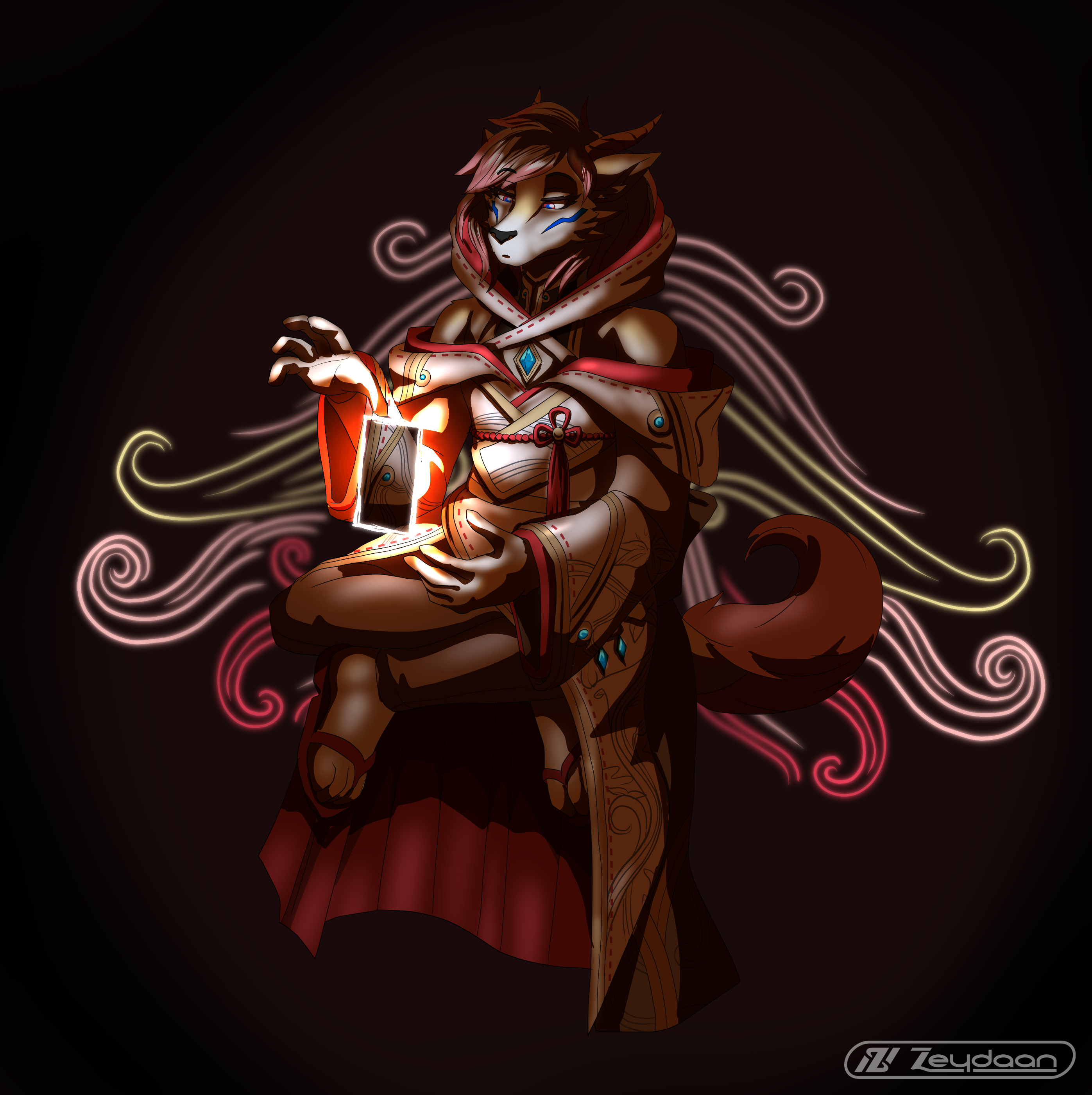 Jake wearing Nia's kimono as they turn into Isabella- magical wings forming behind them.