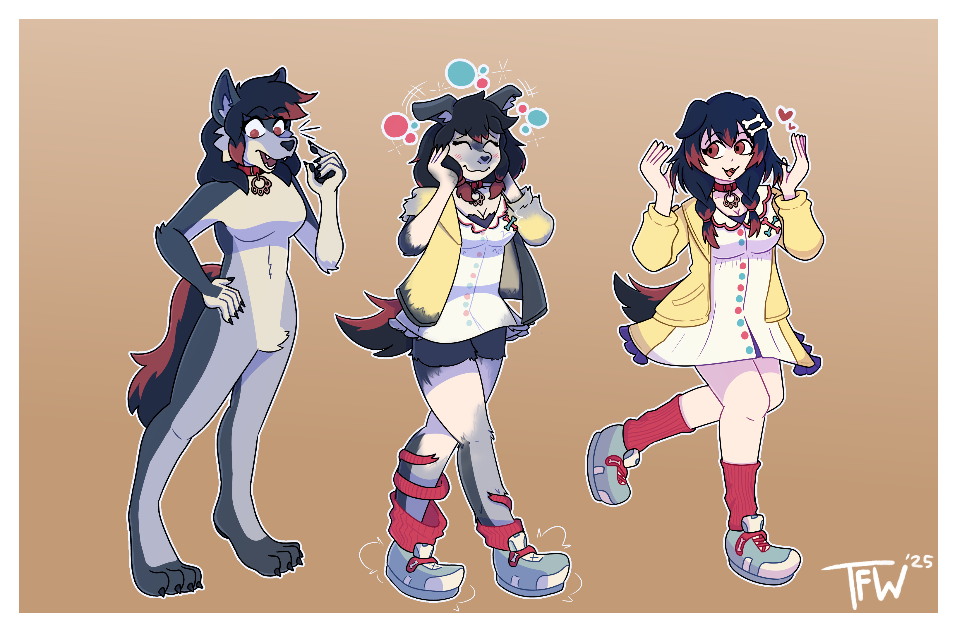 Zeydaan wearing Korone's collar, and transforming into Korone with Zeydaan's hair colour as the rest of her gains her iconic outfit.