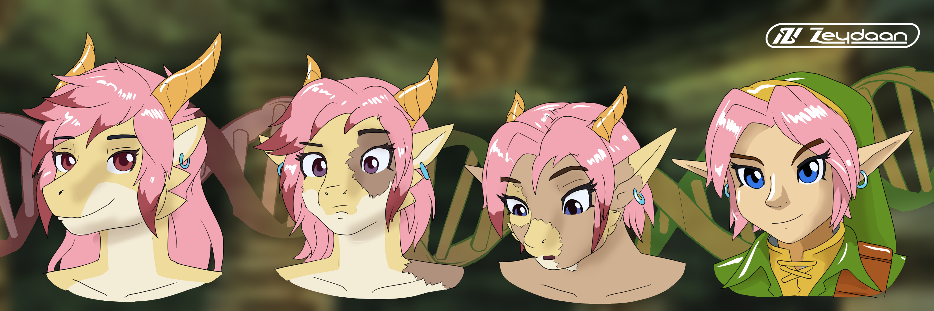 Isabella turning into Link, losing her fur but eventually gaining his tunic.