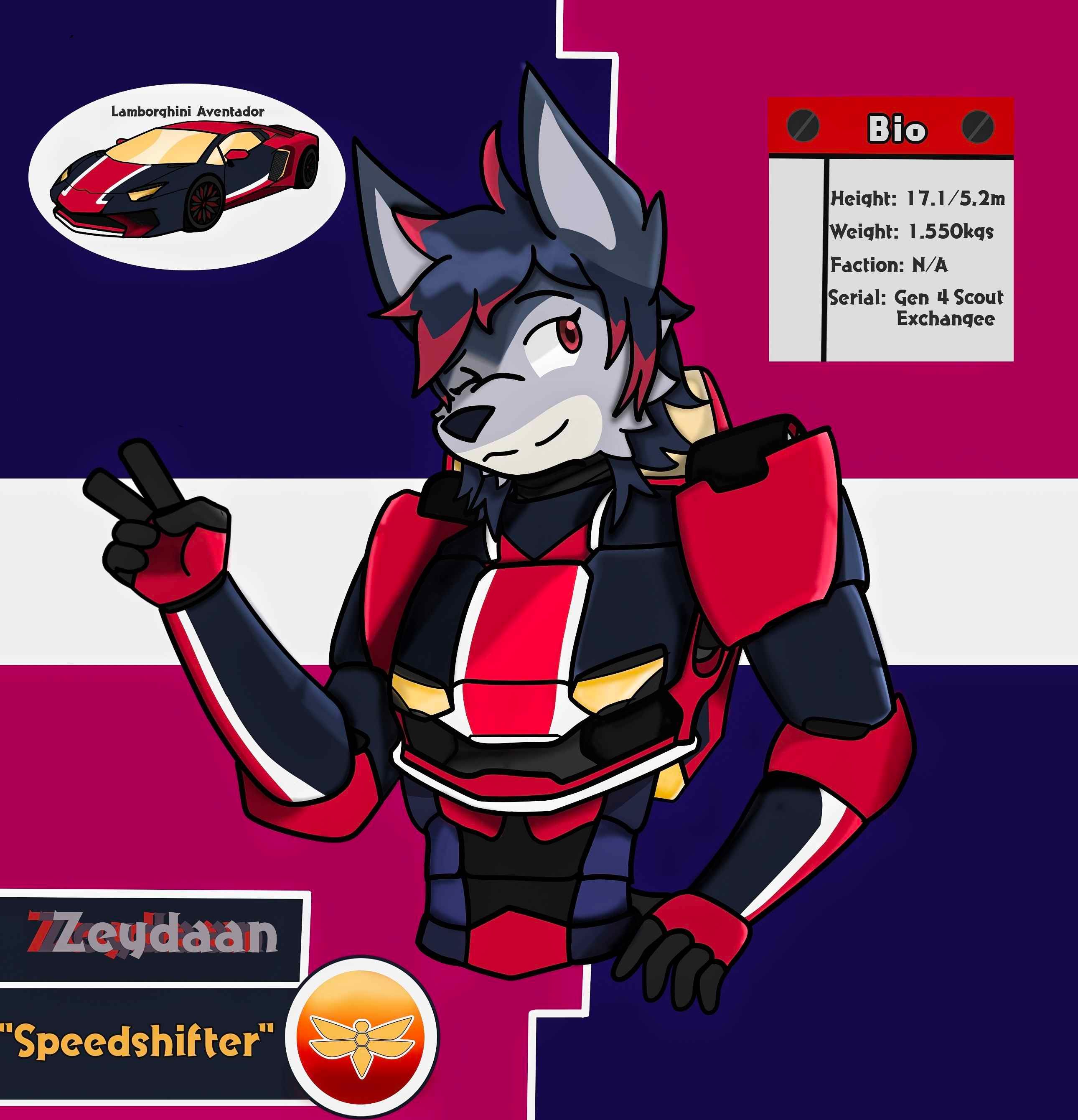 Zeydaan as a lamborghini aventador cybertronian, showing both transformed and unmorphed.