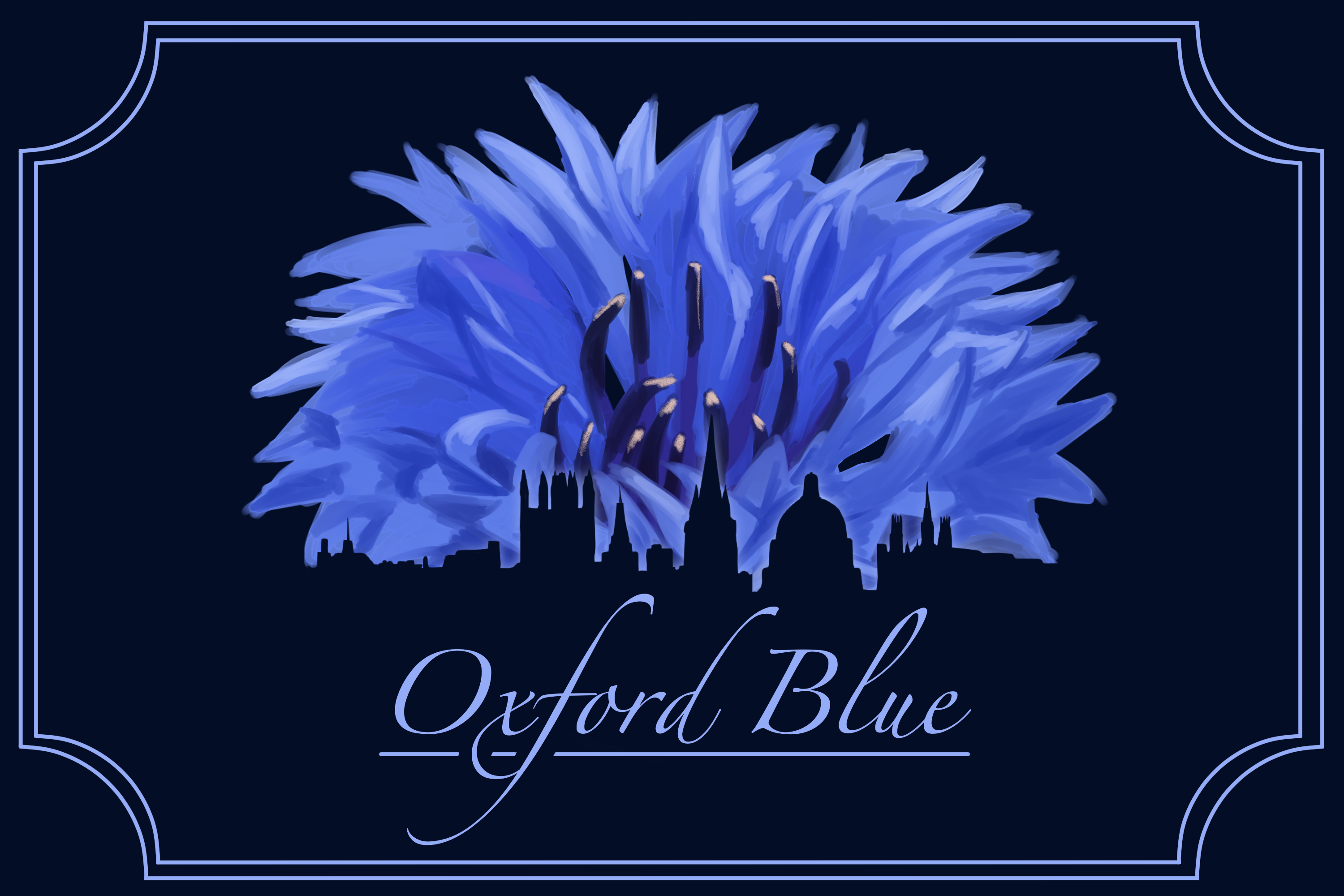 Flower behind an oxford skyline 'Oxford Blue'