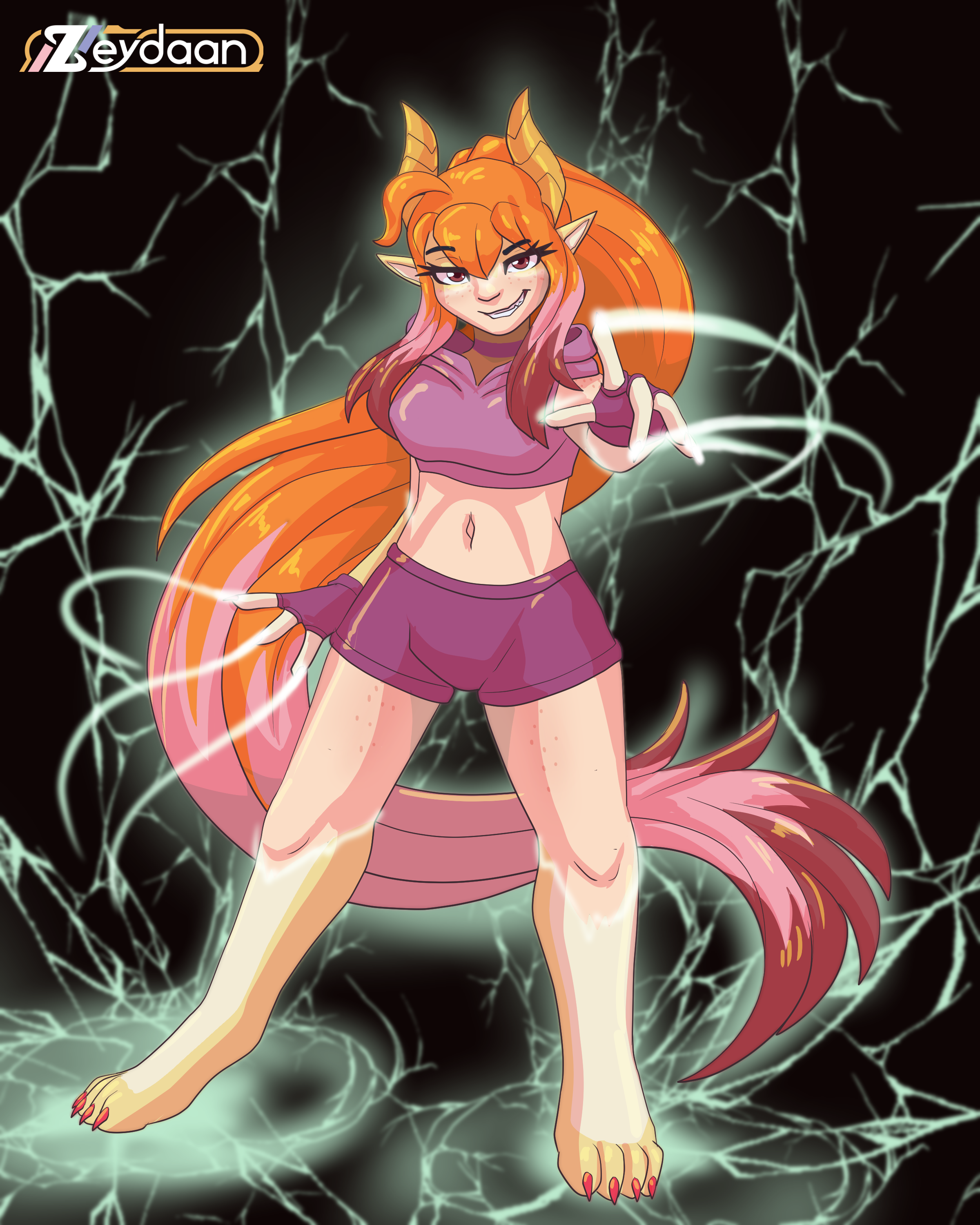 Fanter turning into Isabella with multiversal magic around them.