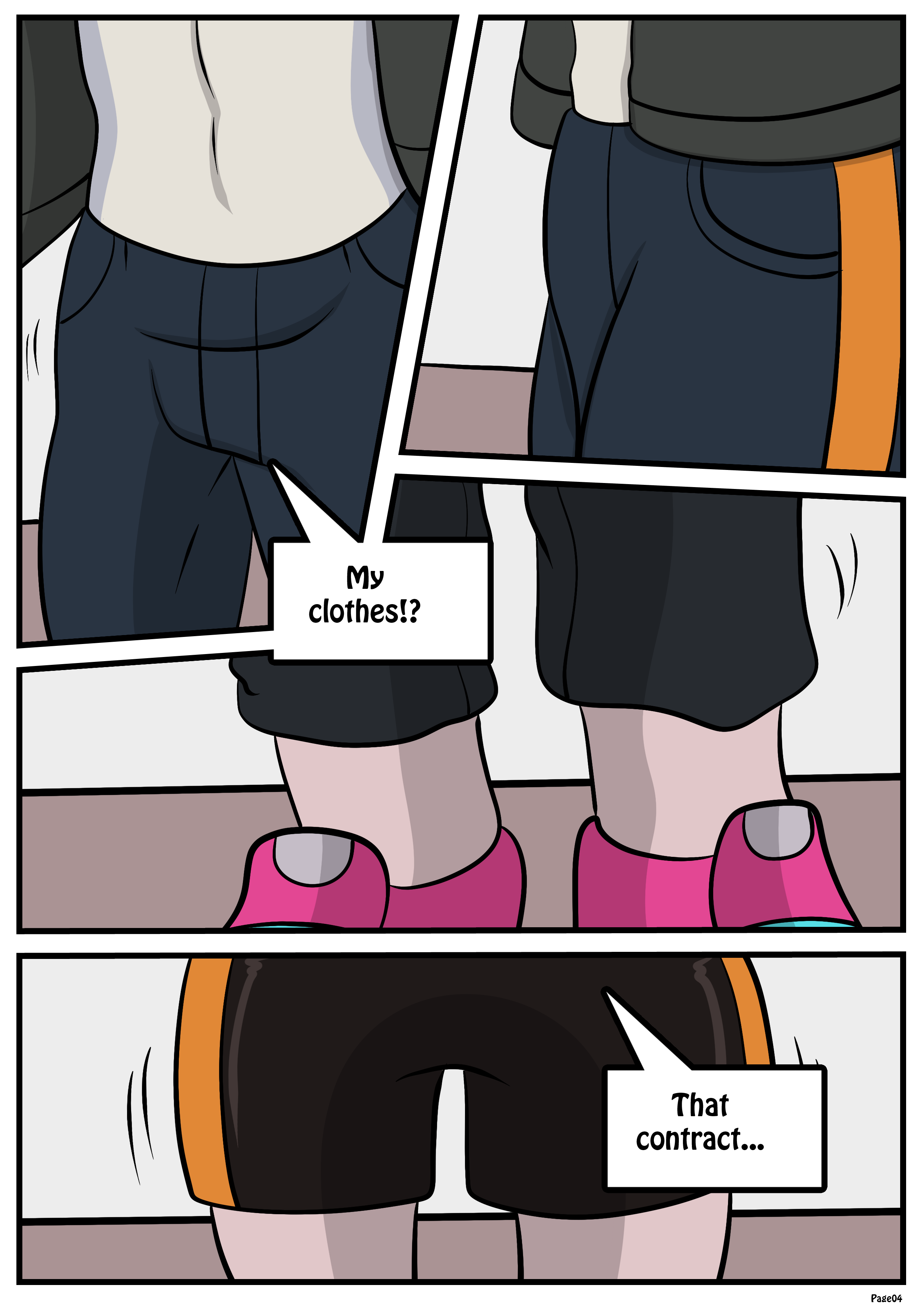 Zeydaan's clothes change into inkling gear as her legs become felt-like skin. "My clothes!?" "That contract..."