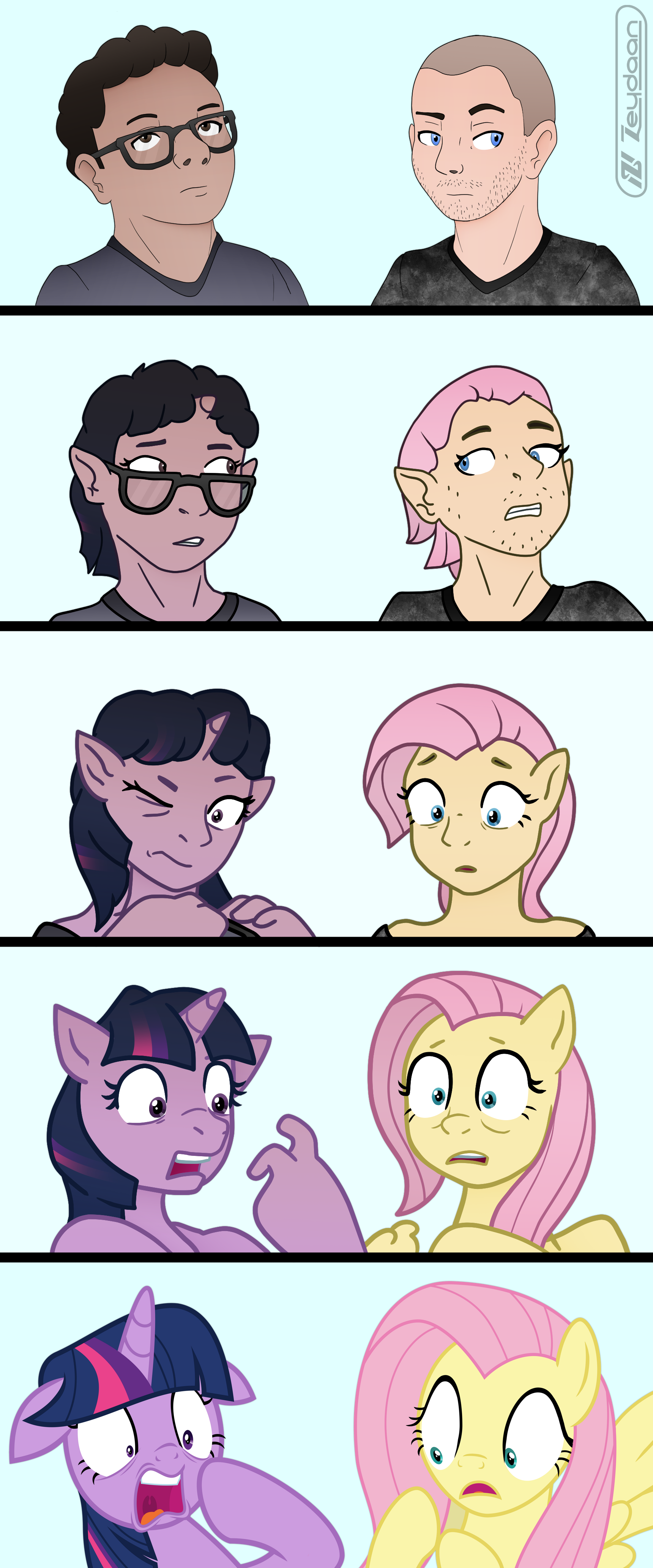 Axiom and Ghastly turning into Twilight Sparkle and Fluttershy
