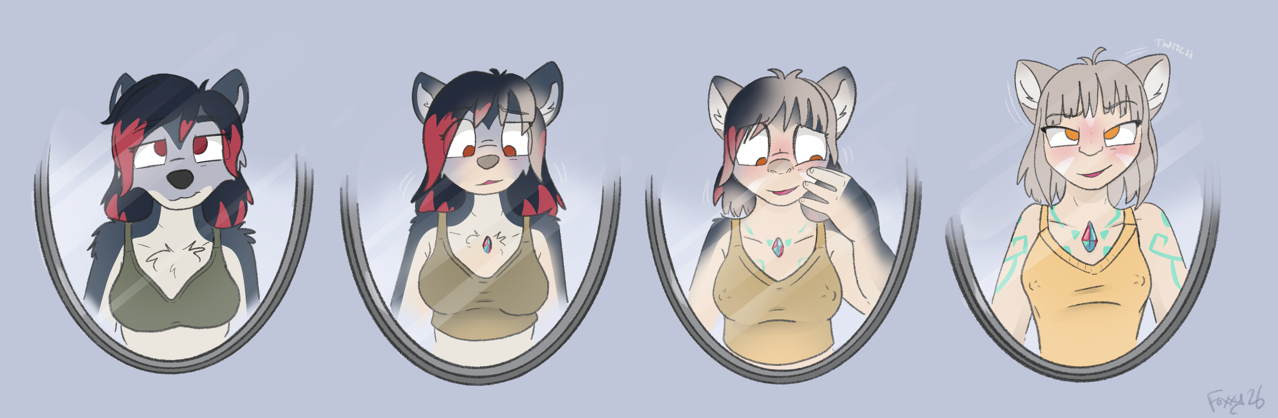 Zeydaan staring into a mirror, and turning into Nia