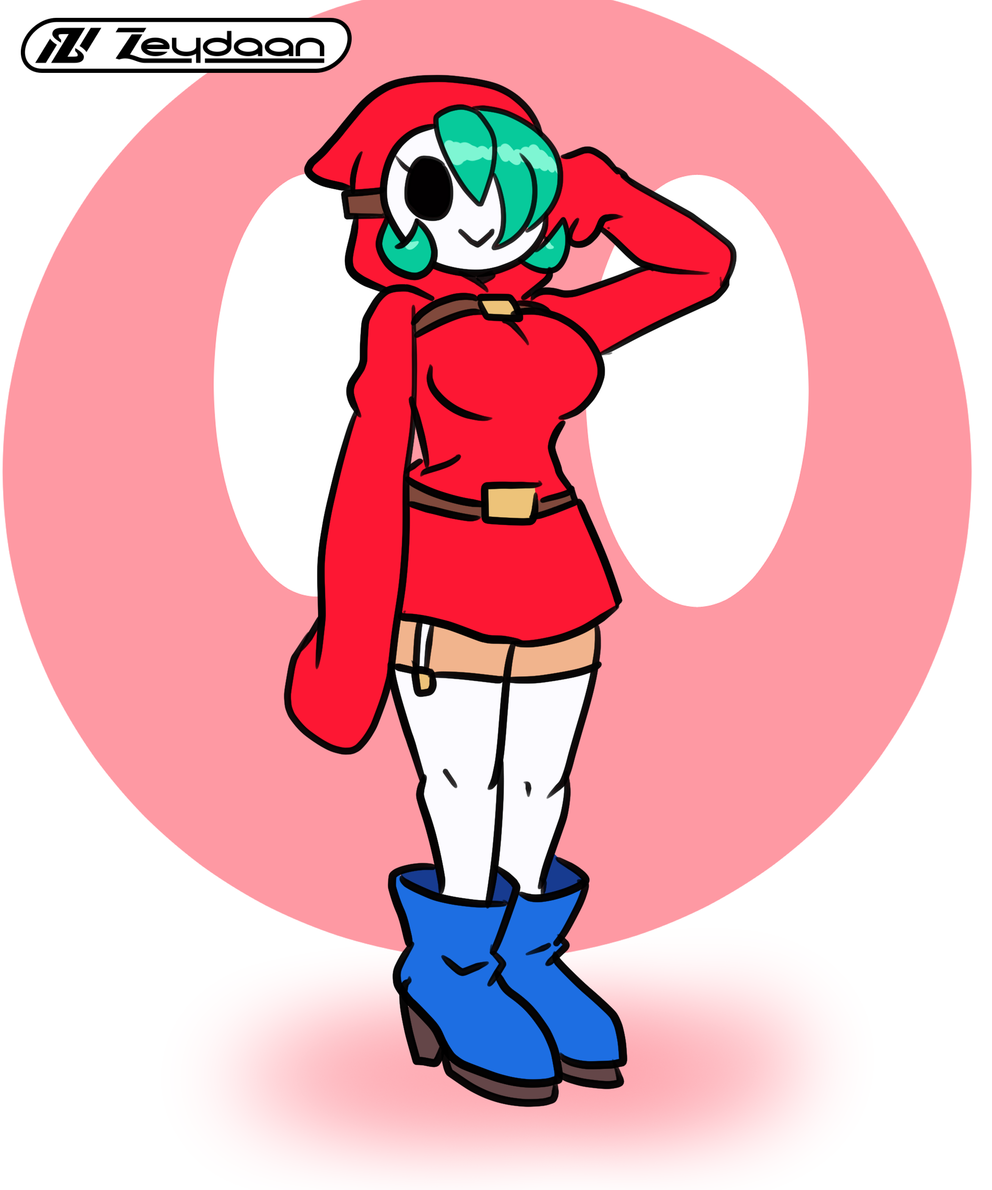 Norami turned into a Shygal, saluting with her long sleeves