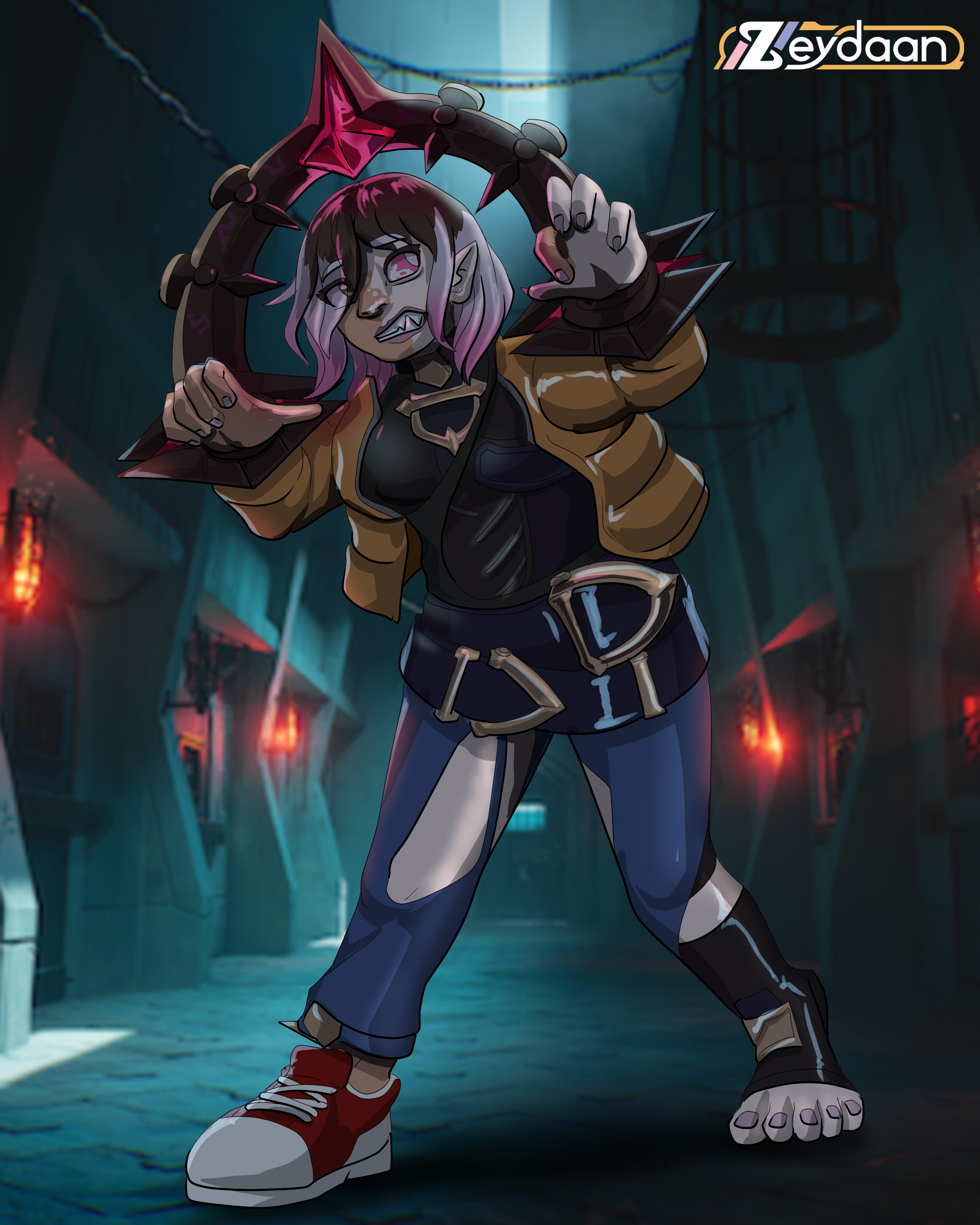 Ghosty bound in cuffs as they turn into Briar from League of Legends