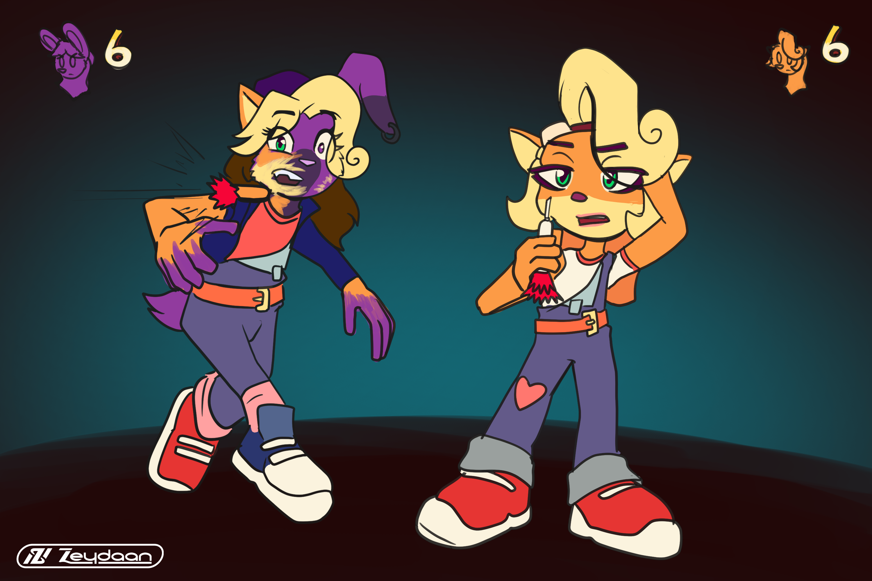 Aurora being hit by a dart, and turning into Coco Bandicoot from the fluids within the dart.
