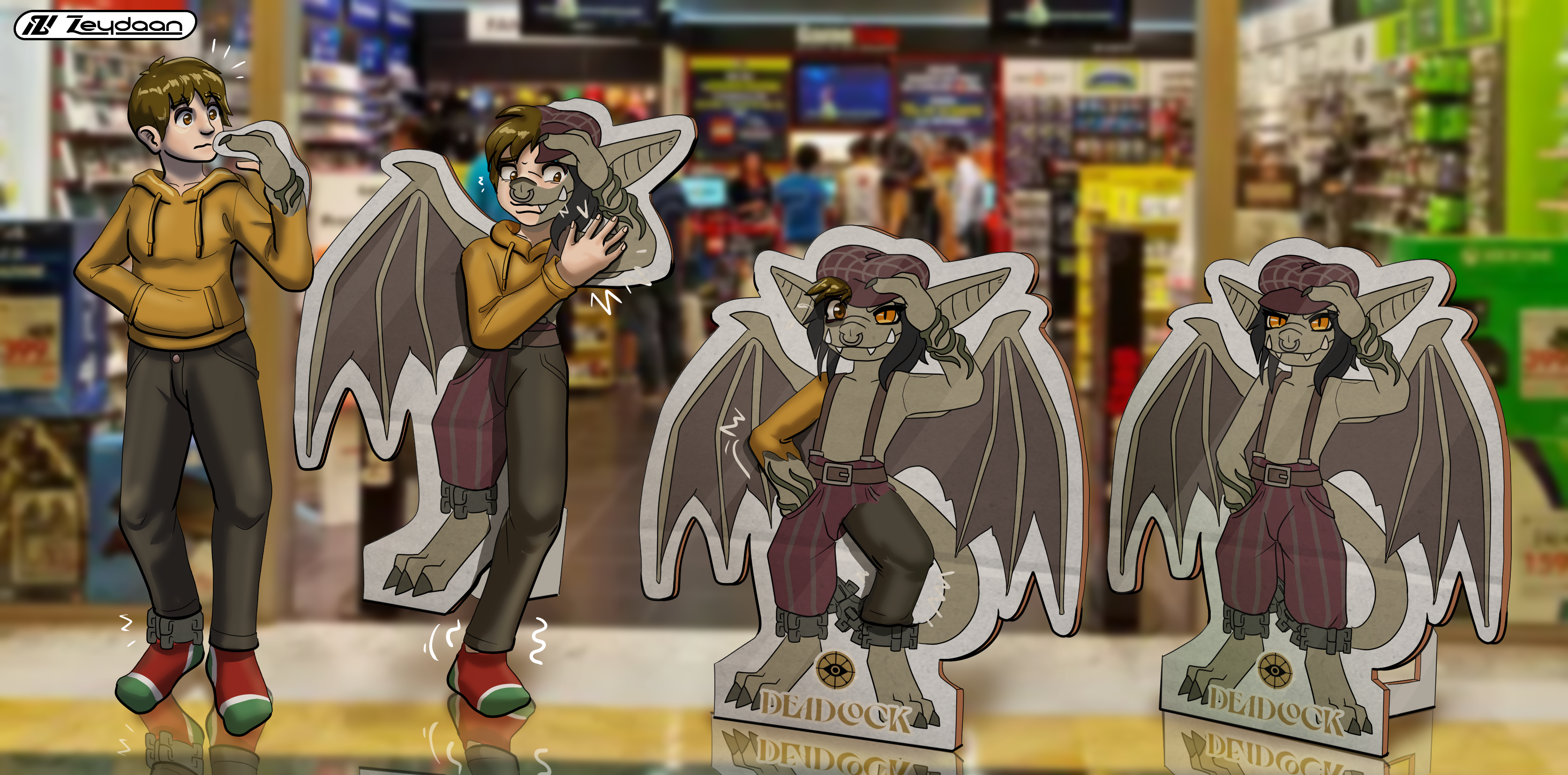 Drake turning into a cardboard standee of Ivy from Deadlock