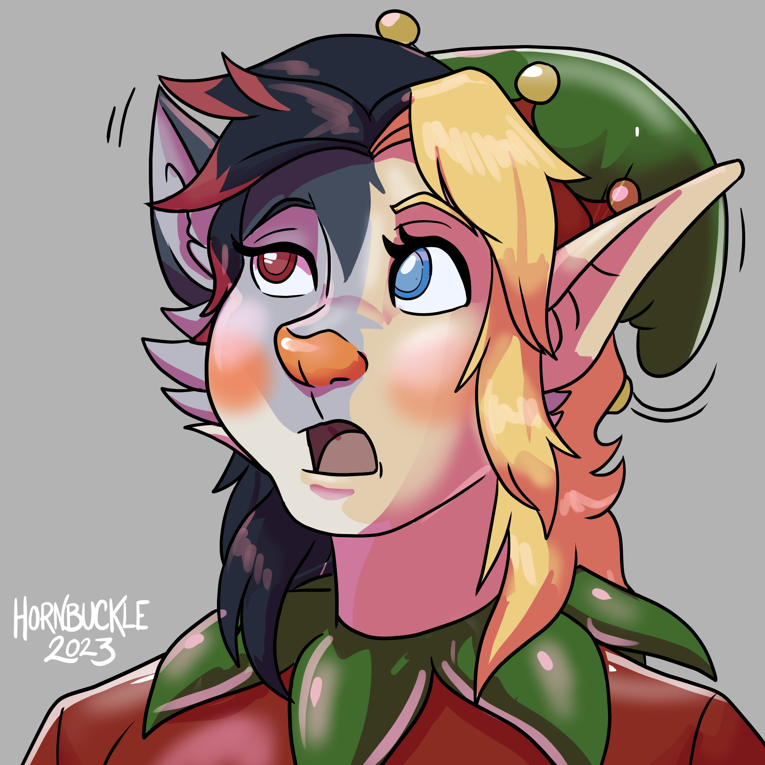 Zeydaan turning into Link- her mind changing as their hat grows longer behind her head.