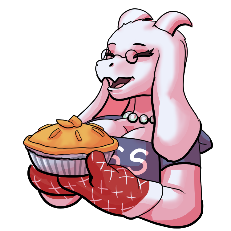 Toriel holding a freshly baked pie.