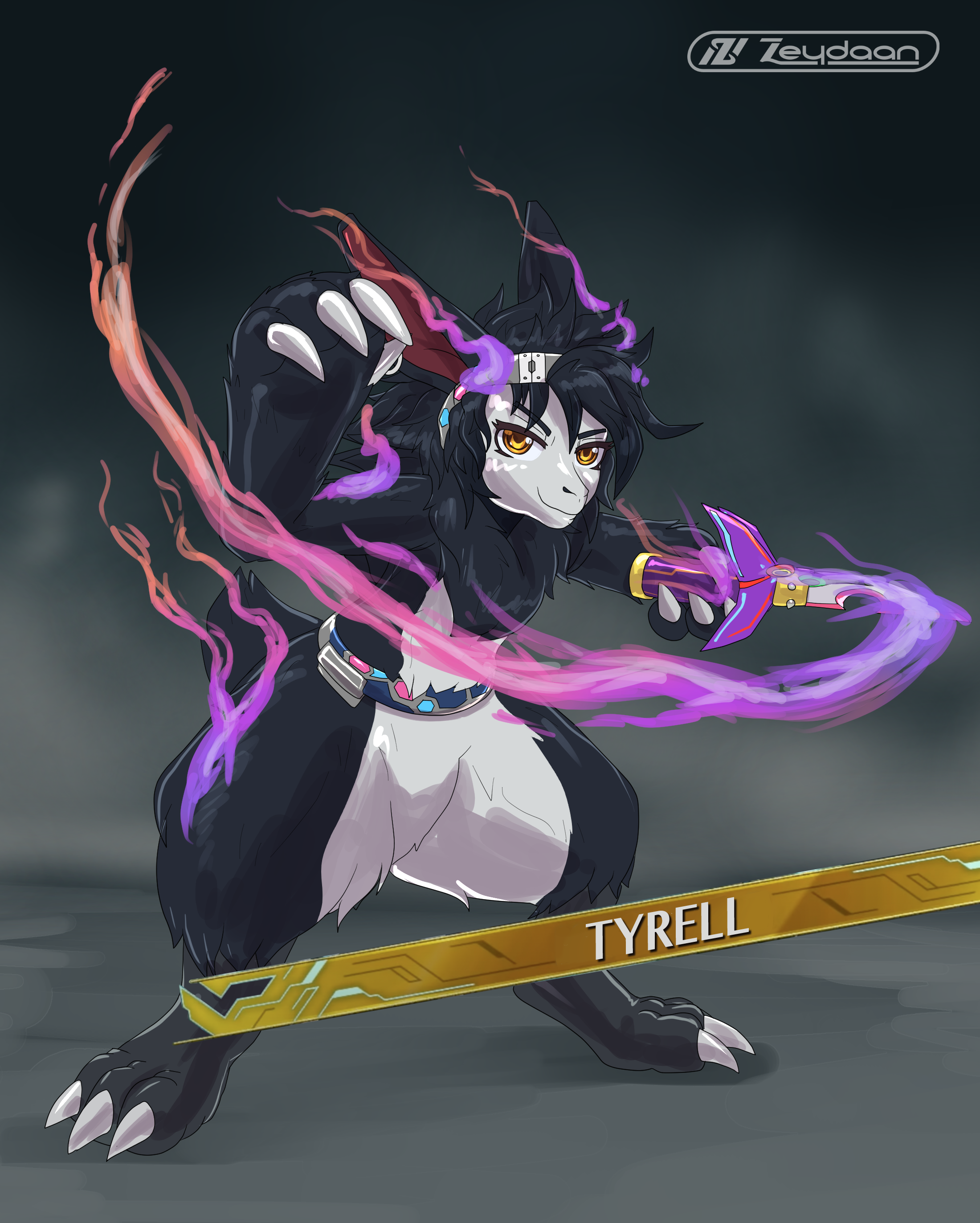 Tyrell swiping their blade down