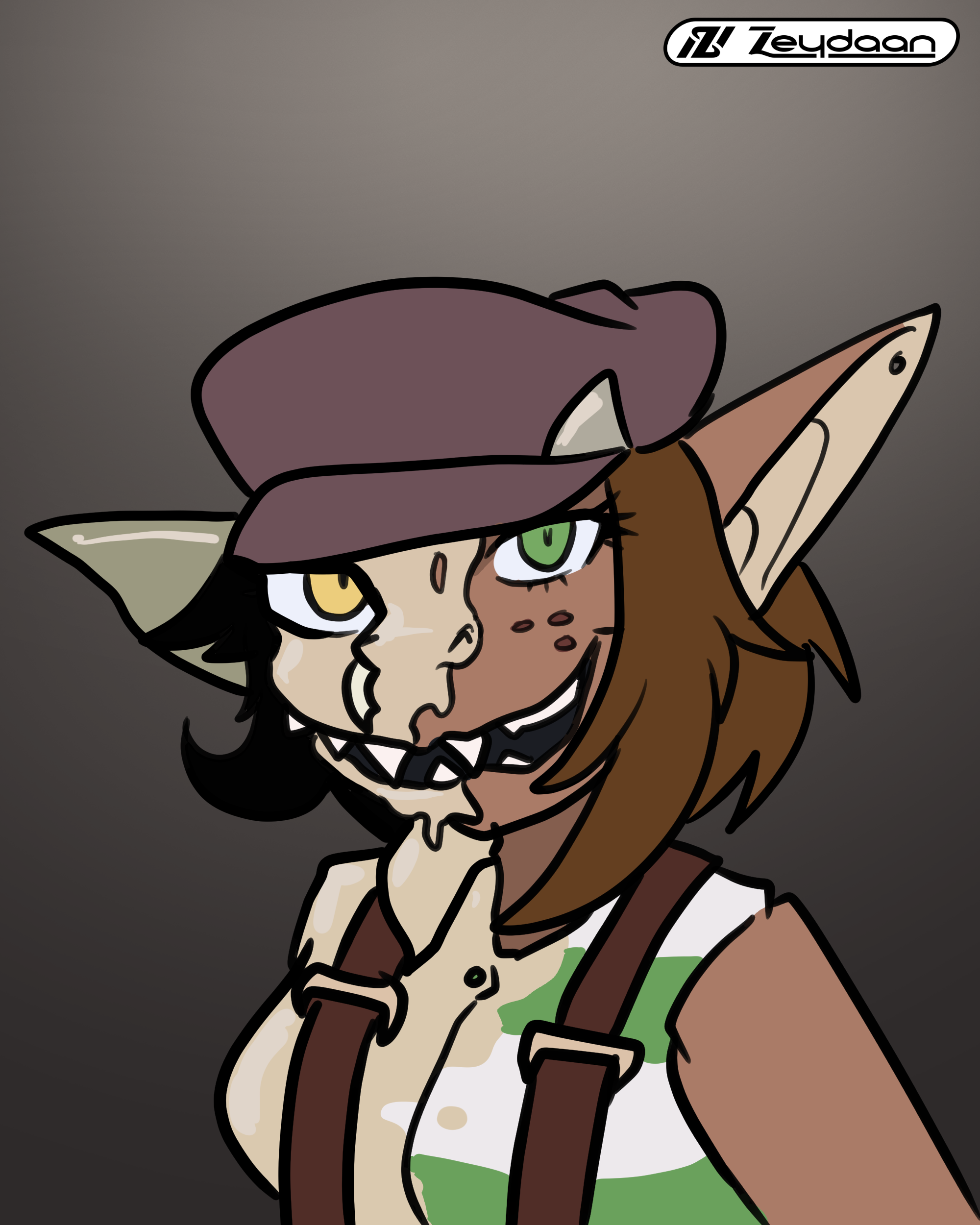 Mira being drenched in goop from a flatcap, turning her into Ivy the Gargoyle