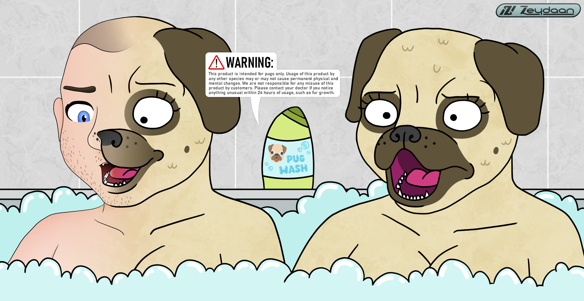 Axiom turning into Pickles Aplenty "This product is intended for Pugs only. Usage of this product by any other species may or may not cause permanent physical and mental changes. We are not responsible for any misuse of this product by customers. Please contact your doctor if you notice anything unusual within 24 hours of usage, such as fur growth."