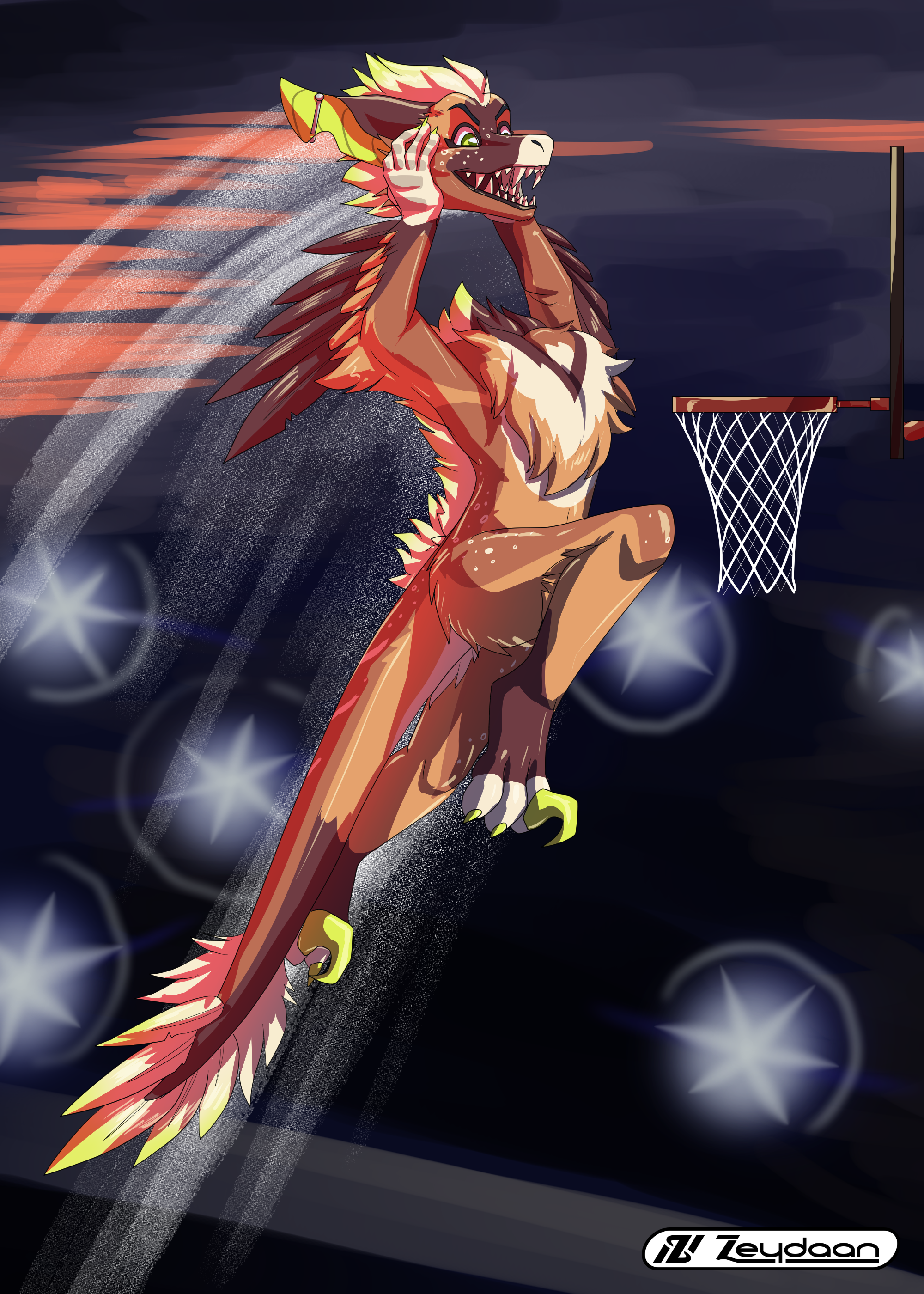 Neo detaches their head, and slams it into a basketball hoop.