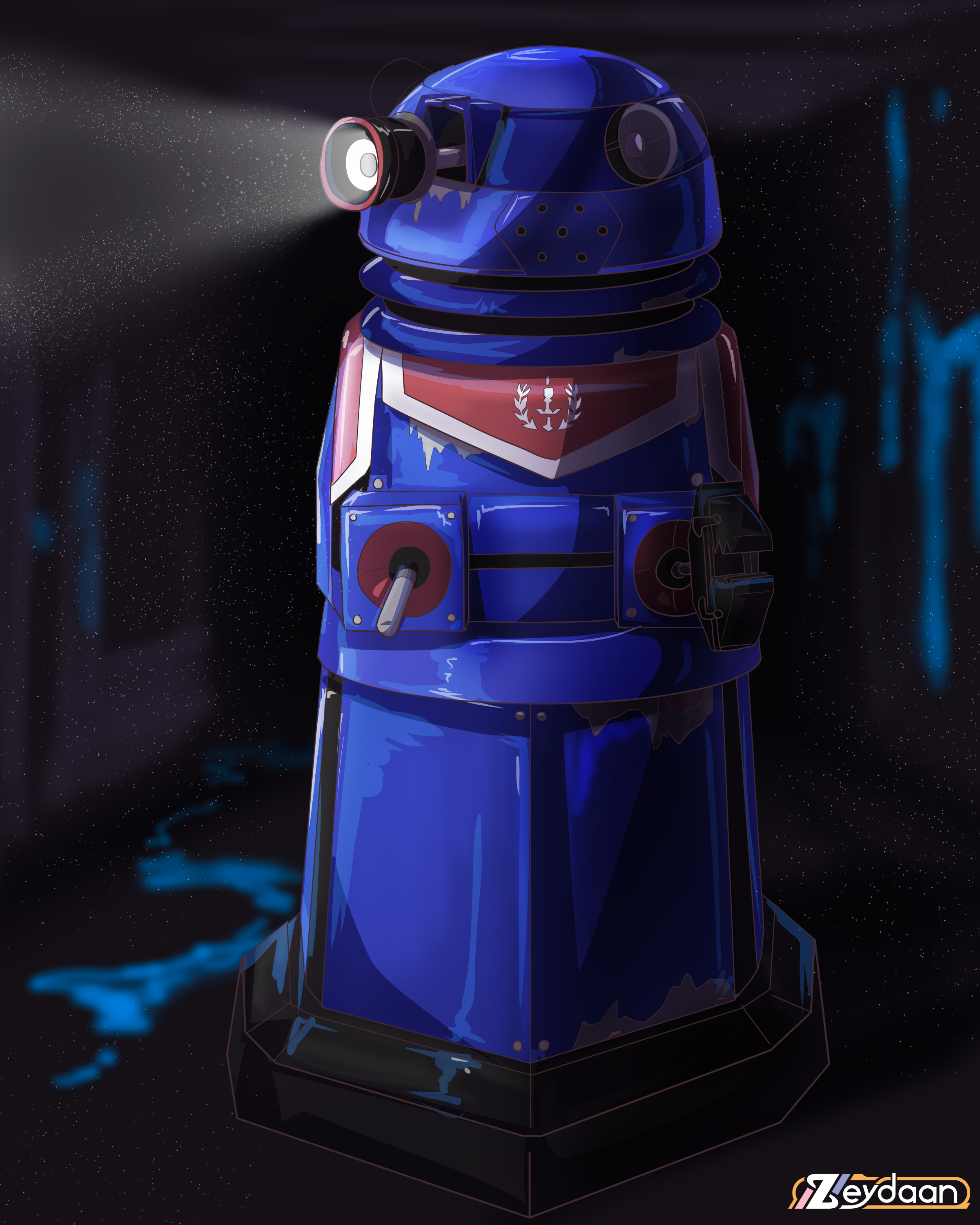 Lamorak the dalek looking around as they're surrounded by corruption.