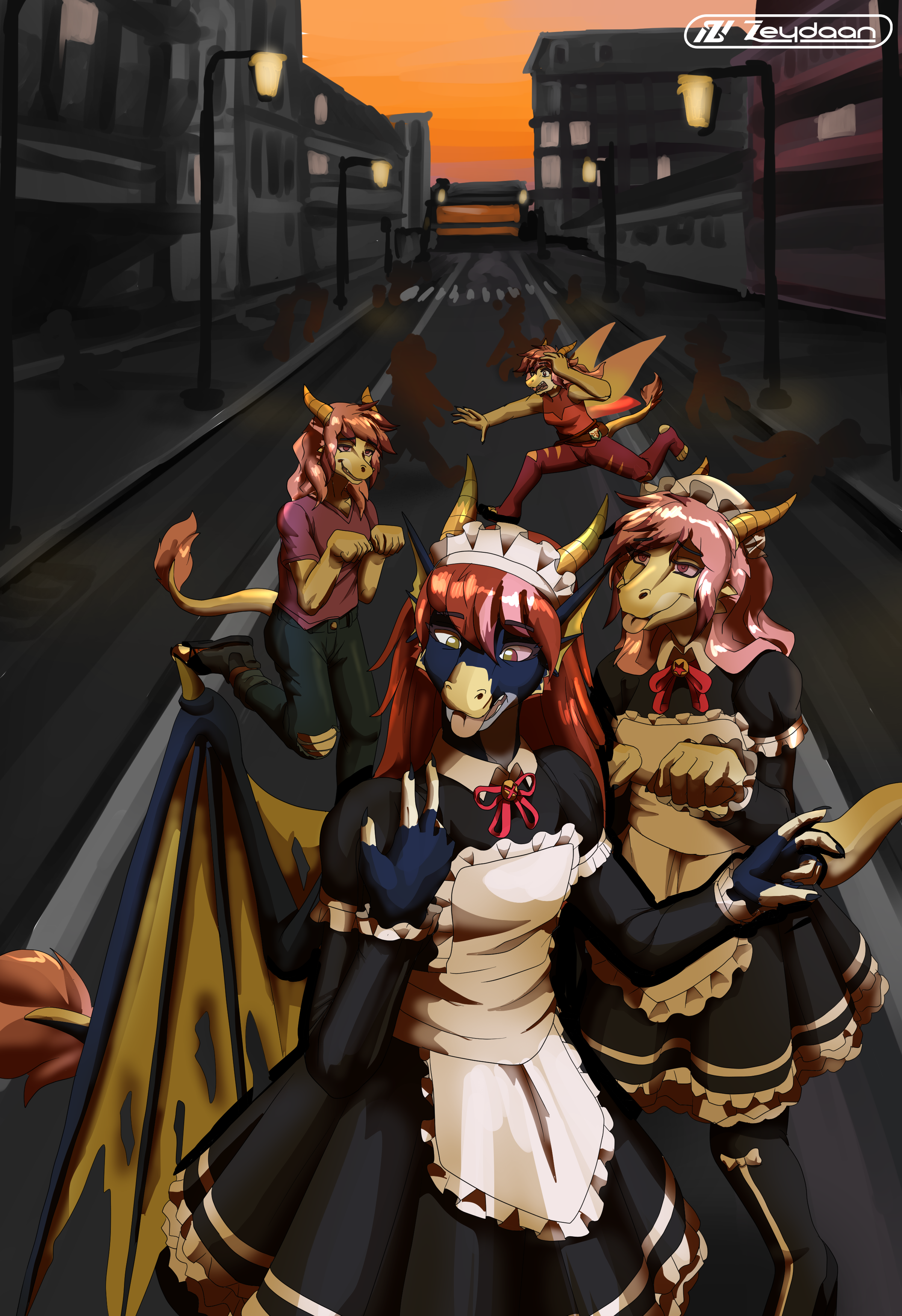 Blue looking at her hand as she and numerous others transform into Isabella. The original runs around frantically.