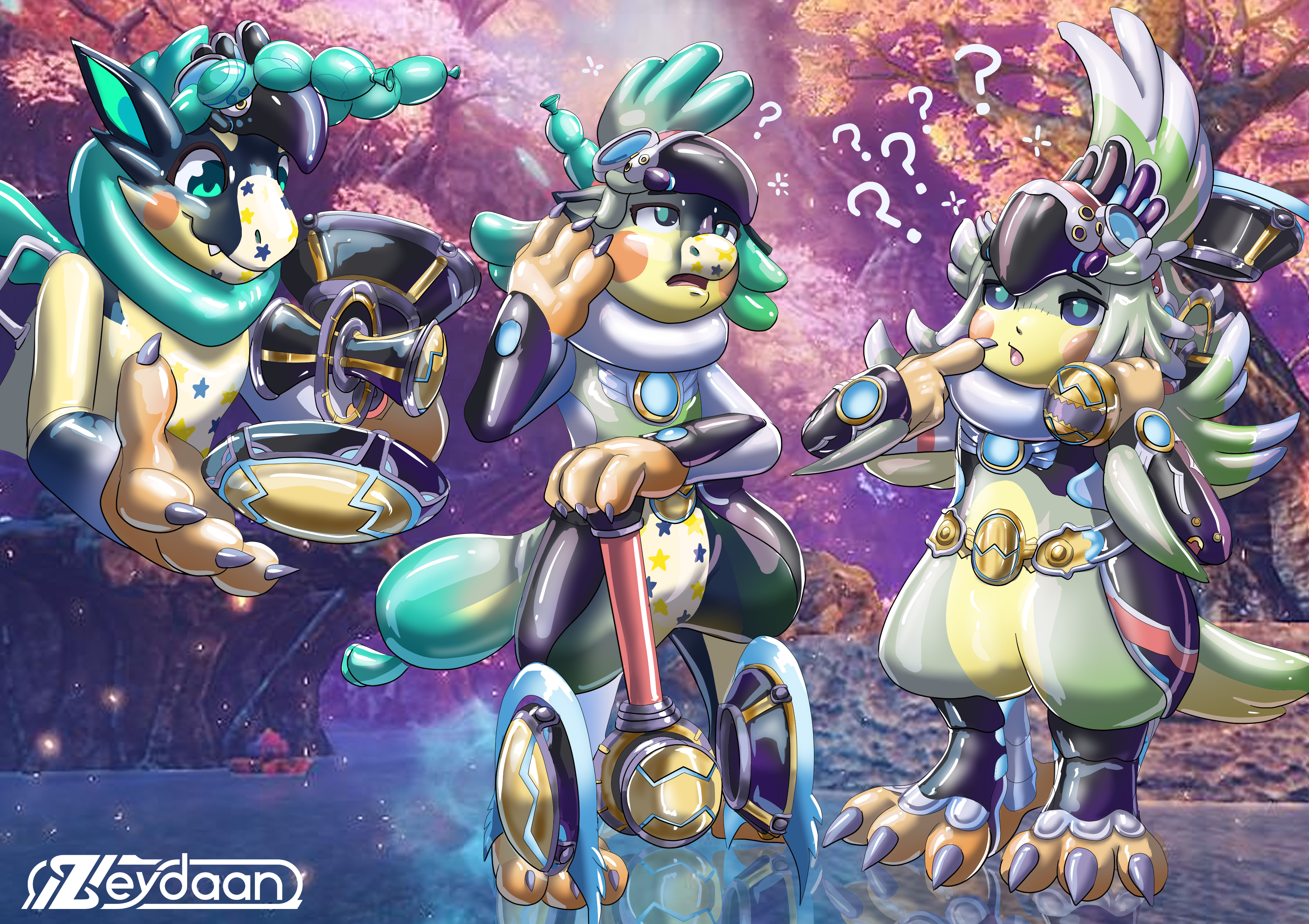 Stars the balloon dragon holding a toy version of Finch's hammer, turning into a rubber version of her in the process while getting spacier and more forgetful.