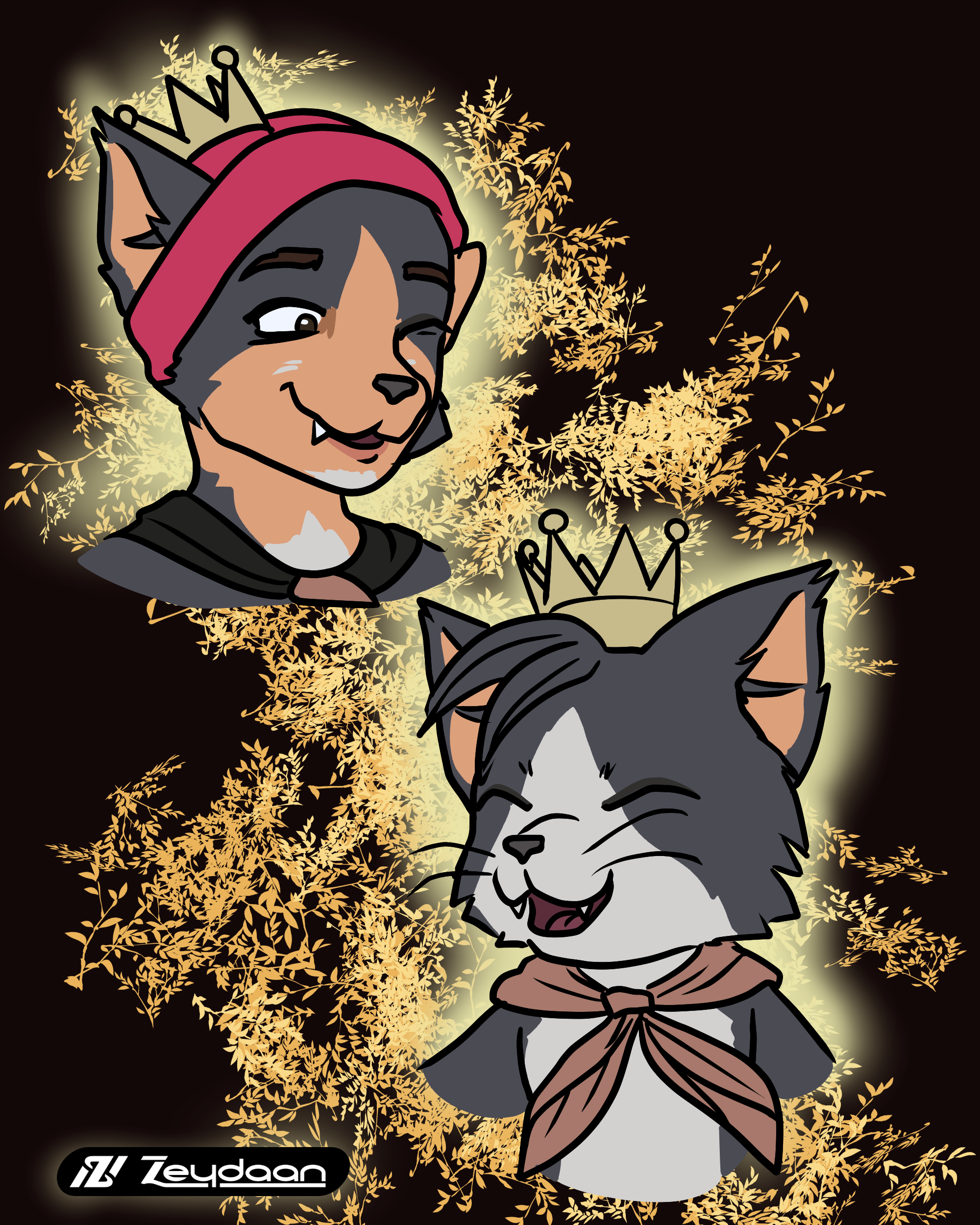 Norami the human wearing Cait Sith's crown and transforming into him.