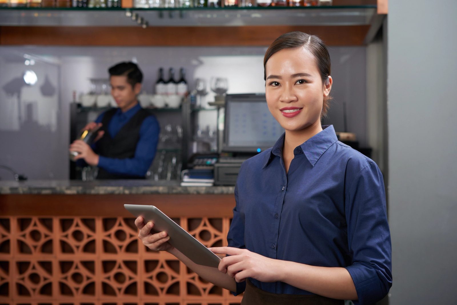 Happy hospitality student