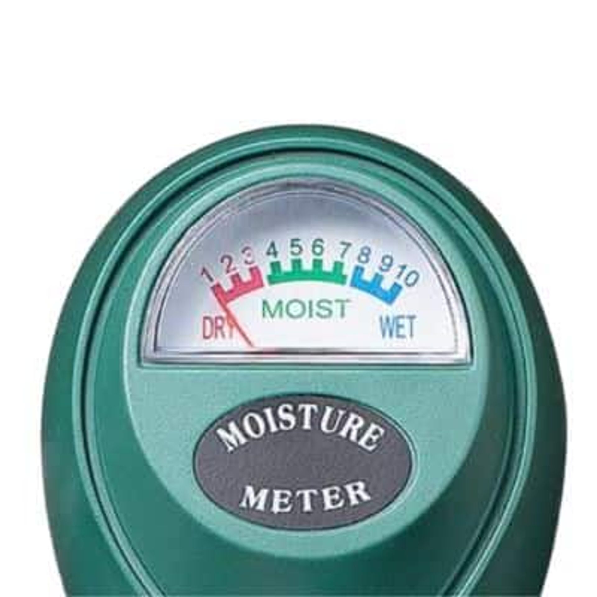 Soil Moisture Meter Gauge Display Showing Dry, Moist, and Wet Zones
