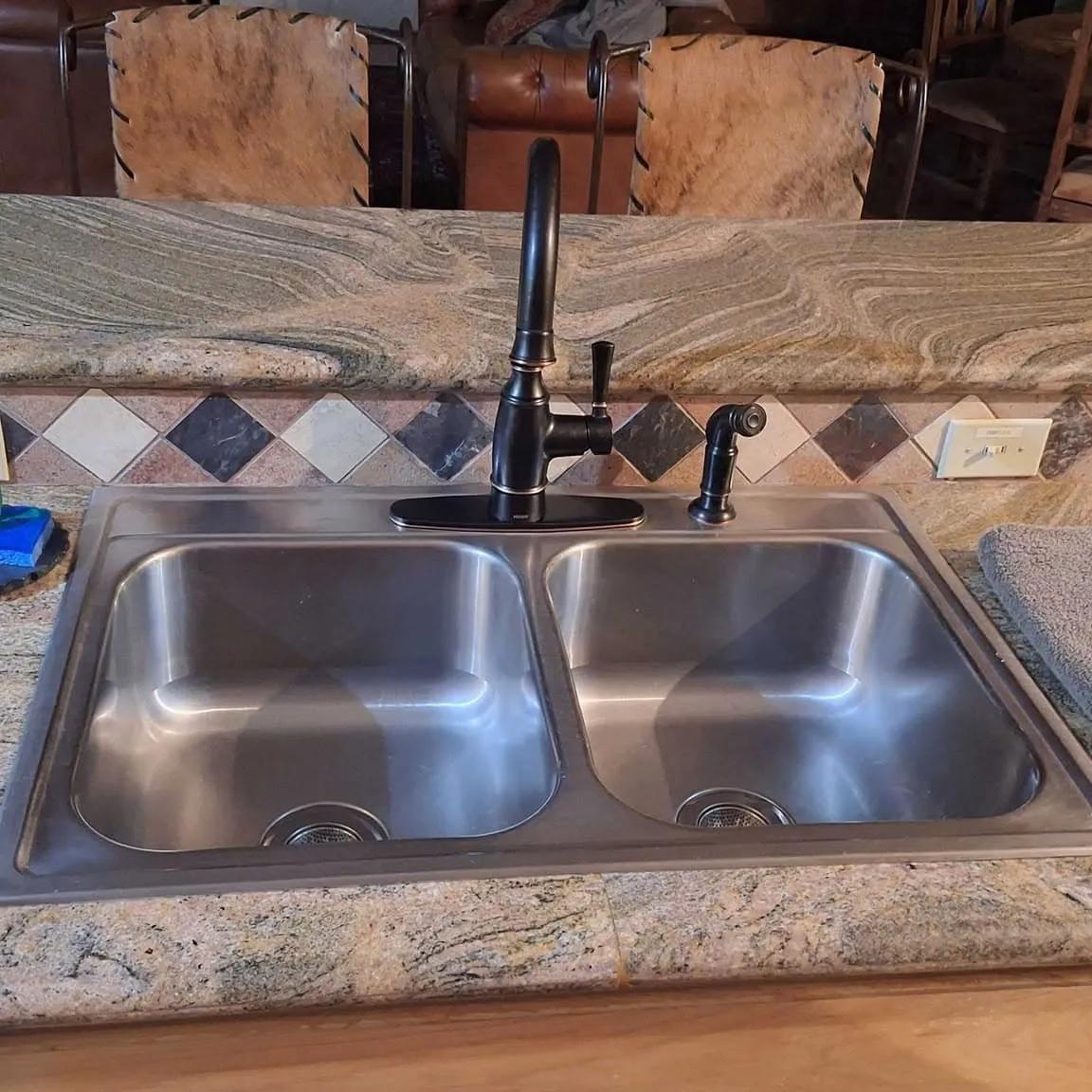 Polished kitchen sink and counter