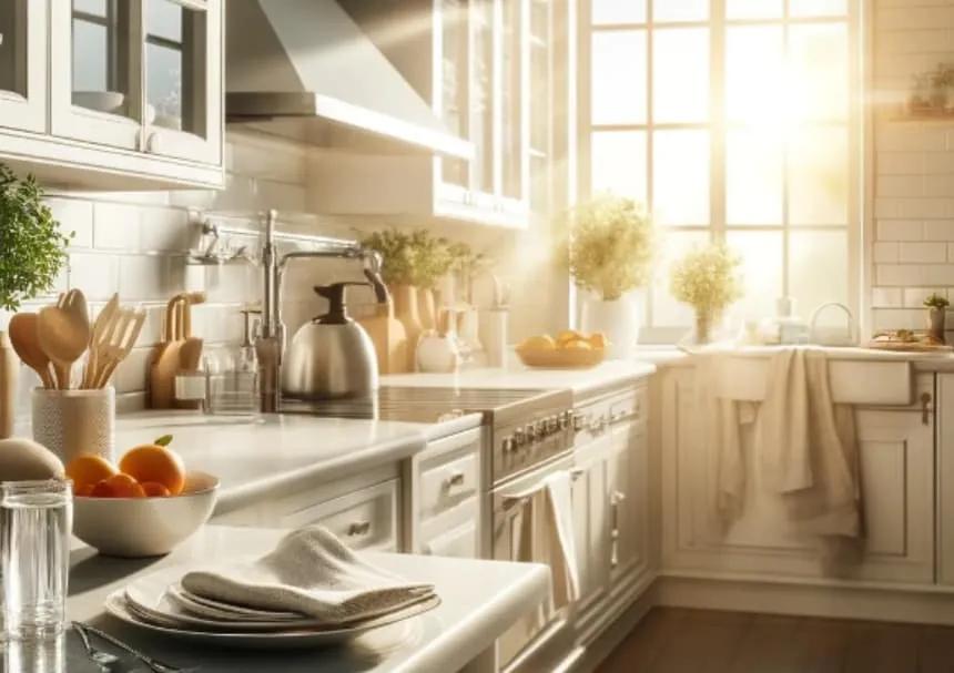 Light-filled kitchen with clean counters